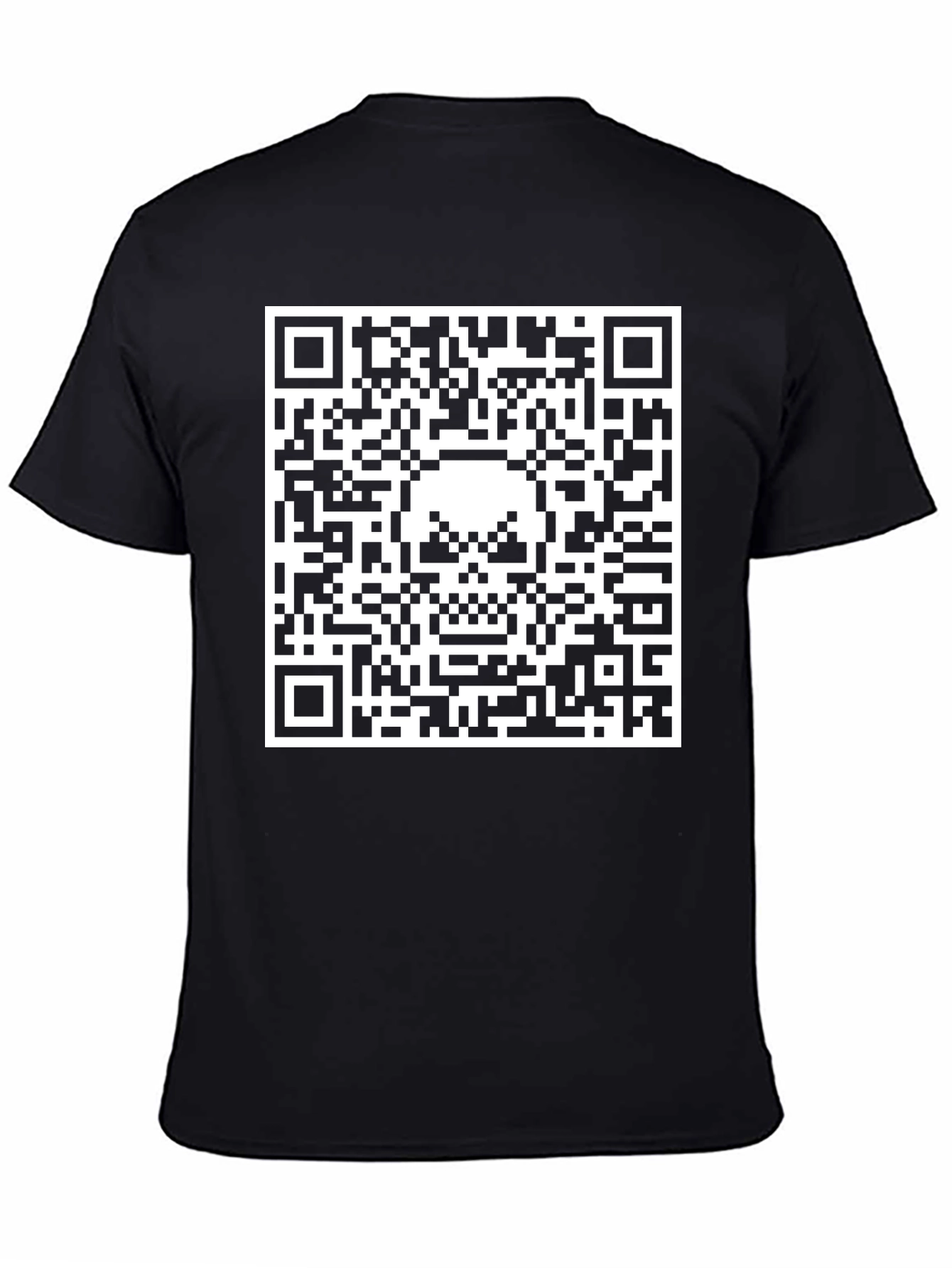 QR Code Skull Graphic T-Shirt - Black