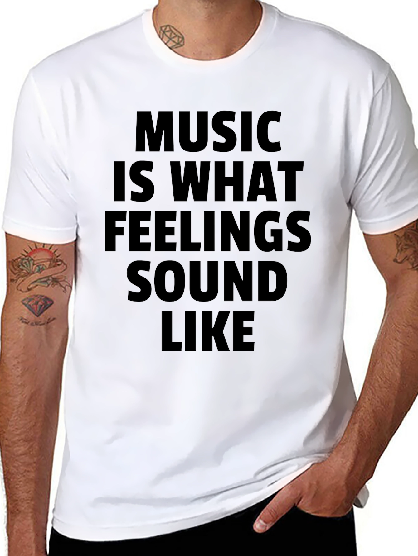 Music Is What Feelings Sound Like Black T-Shirt
