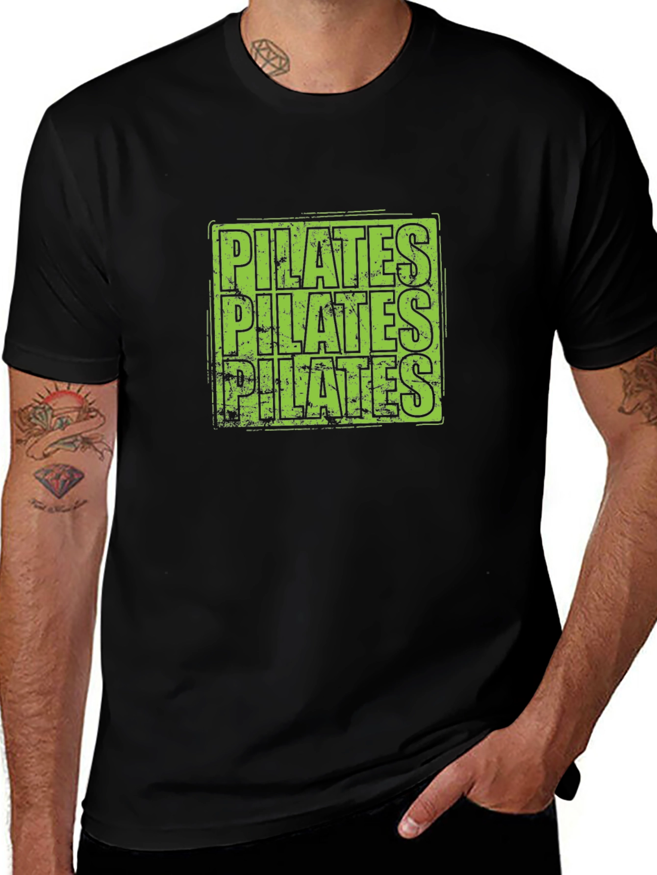 Pilates Graphic Tee - Black Cotton T-Shirt