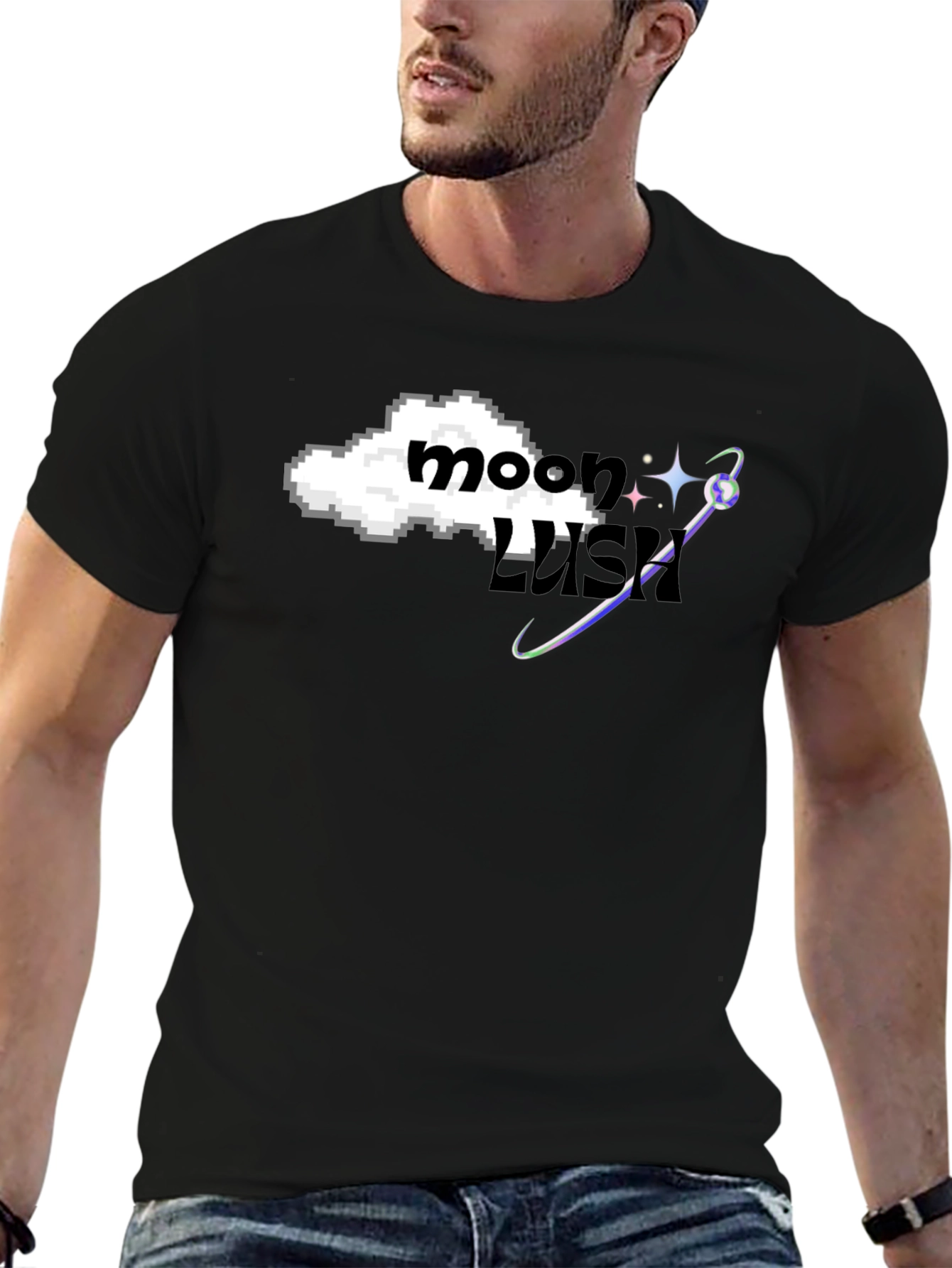 Moon Lush Graphic Tee - Black Cotton Blend