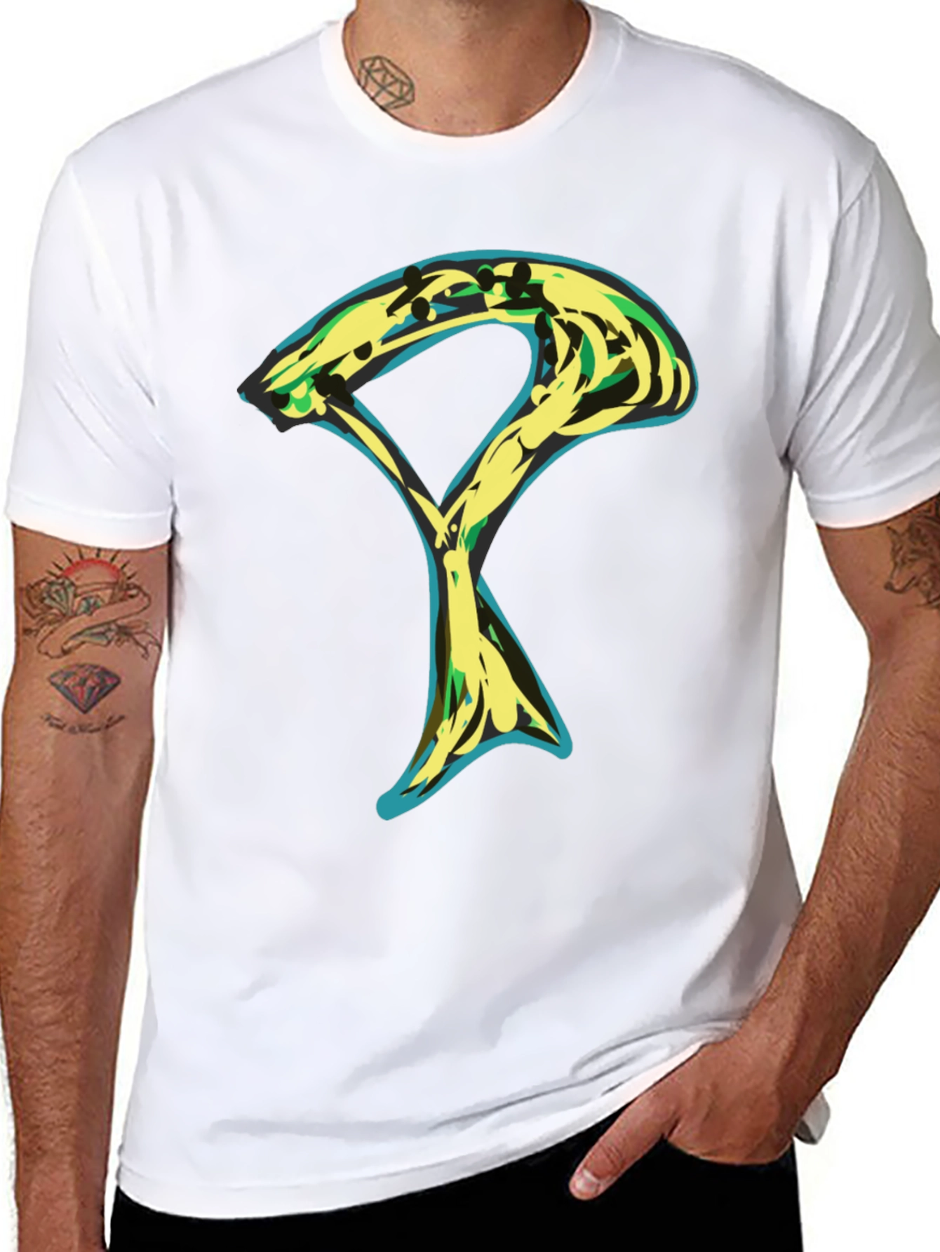 Abstract Graphic Tee - Stylish Mens Black T-Shirt