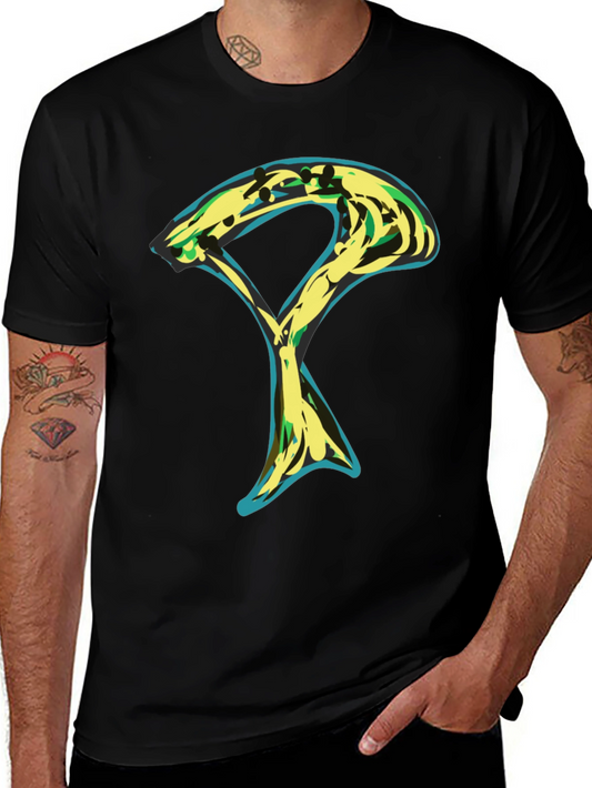 Abstract Graphic Tee - Stylish Mens Black T-Shirt