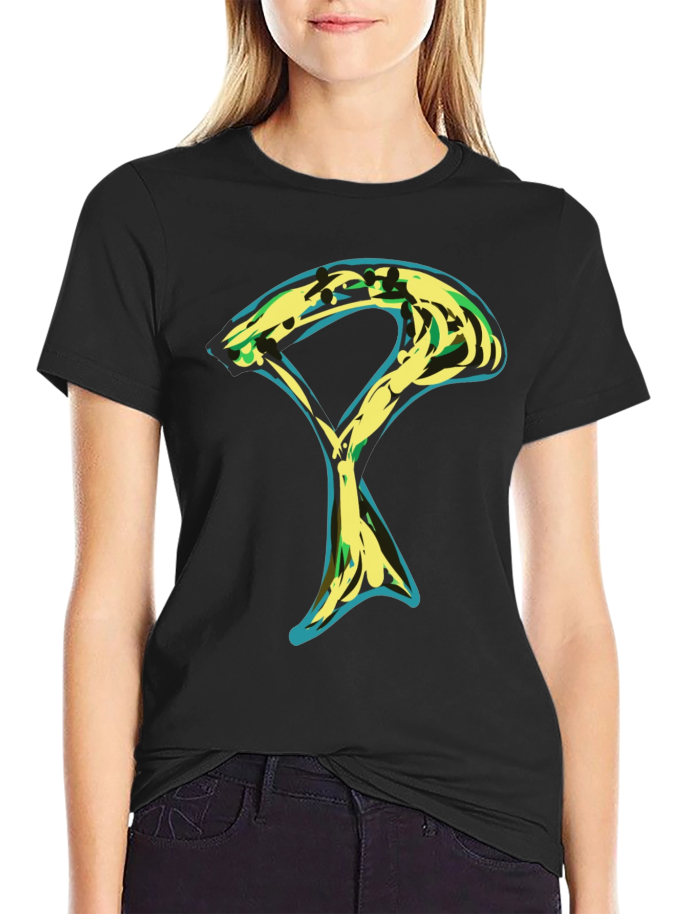 Abstract Graphic Tee - Stylish Mens Black T-Shirt