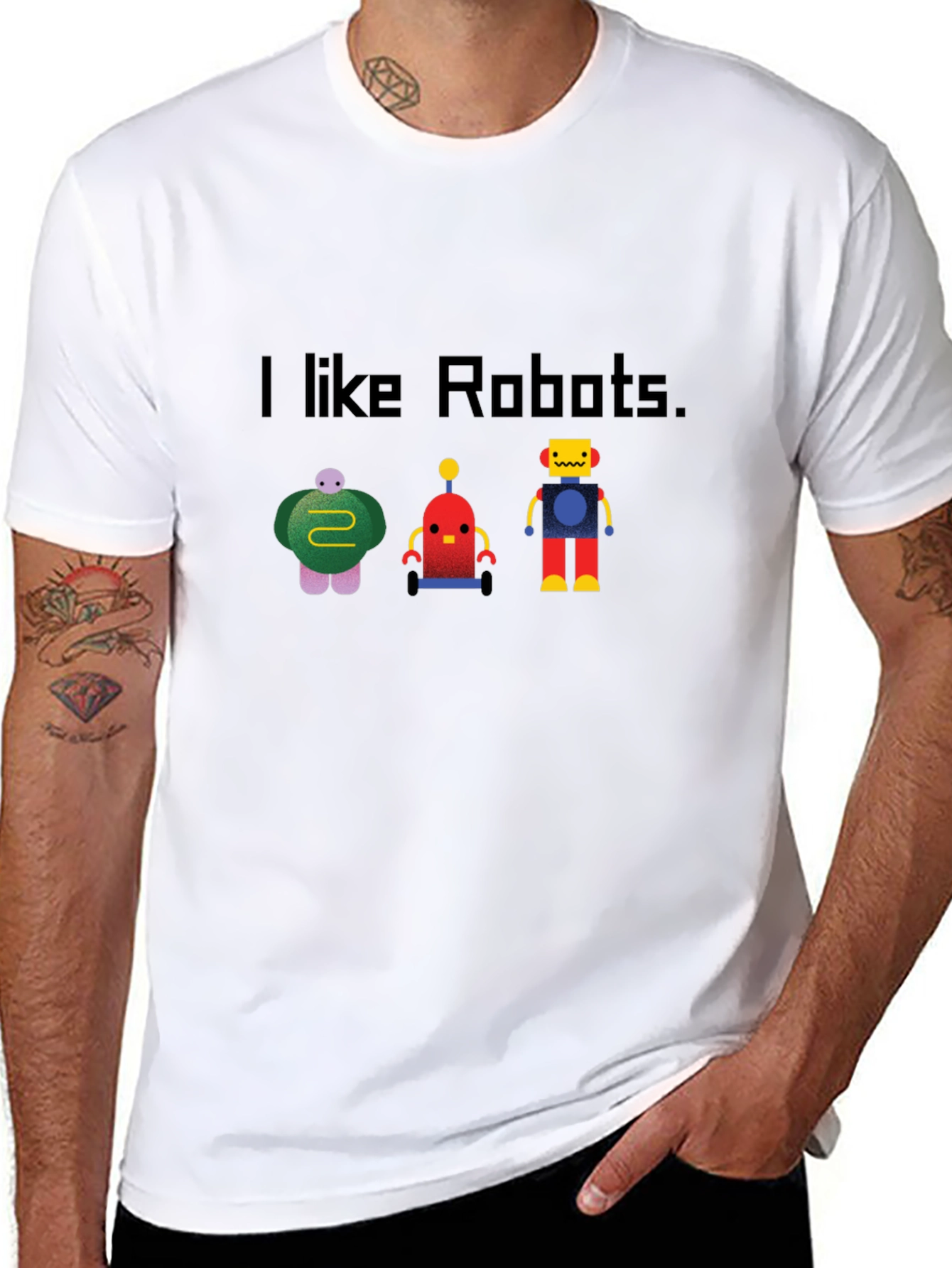 I Like Robots Black Graphic Tee