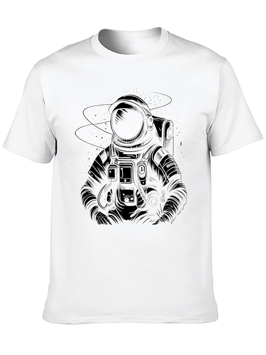 Astronaut Graphic Tee - Black Cotton Casual Shirt