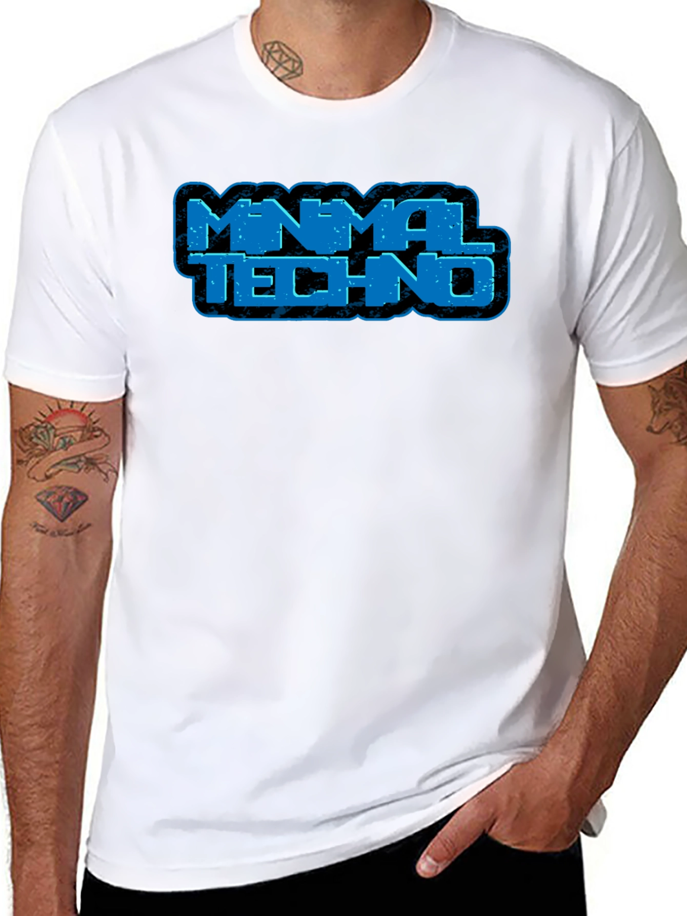 Minimal Techno Graphic Tee - Black Cotton T-Shirt