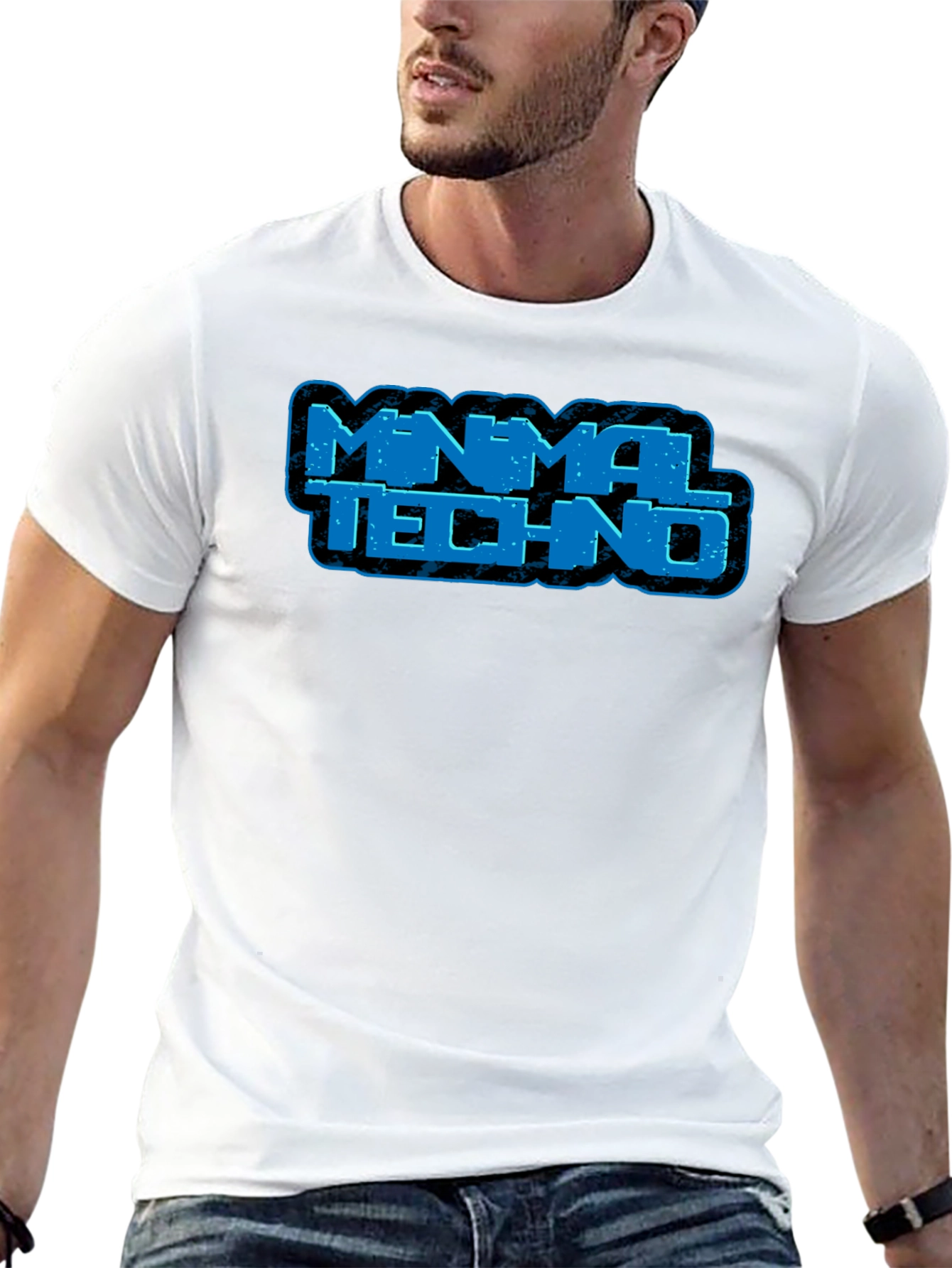 Minimal Techno Graphic Tee - Black Cotton T-Shirt