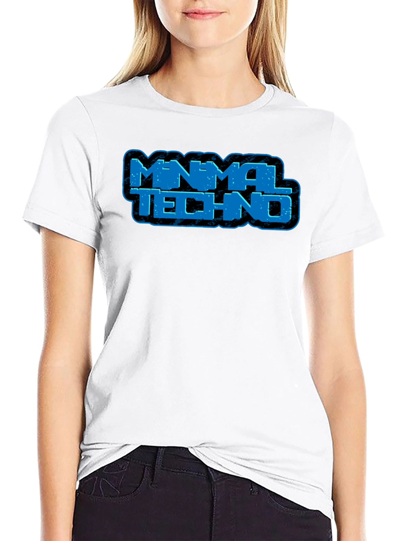 Minimal Techno Graphic Tee - Black Cotton T-Shirt
