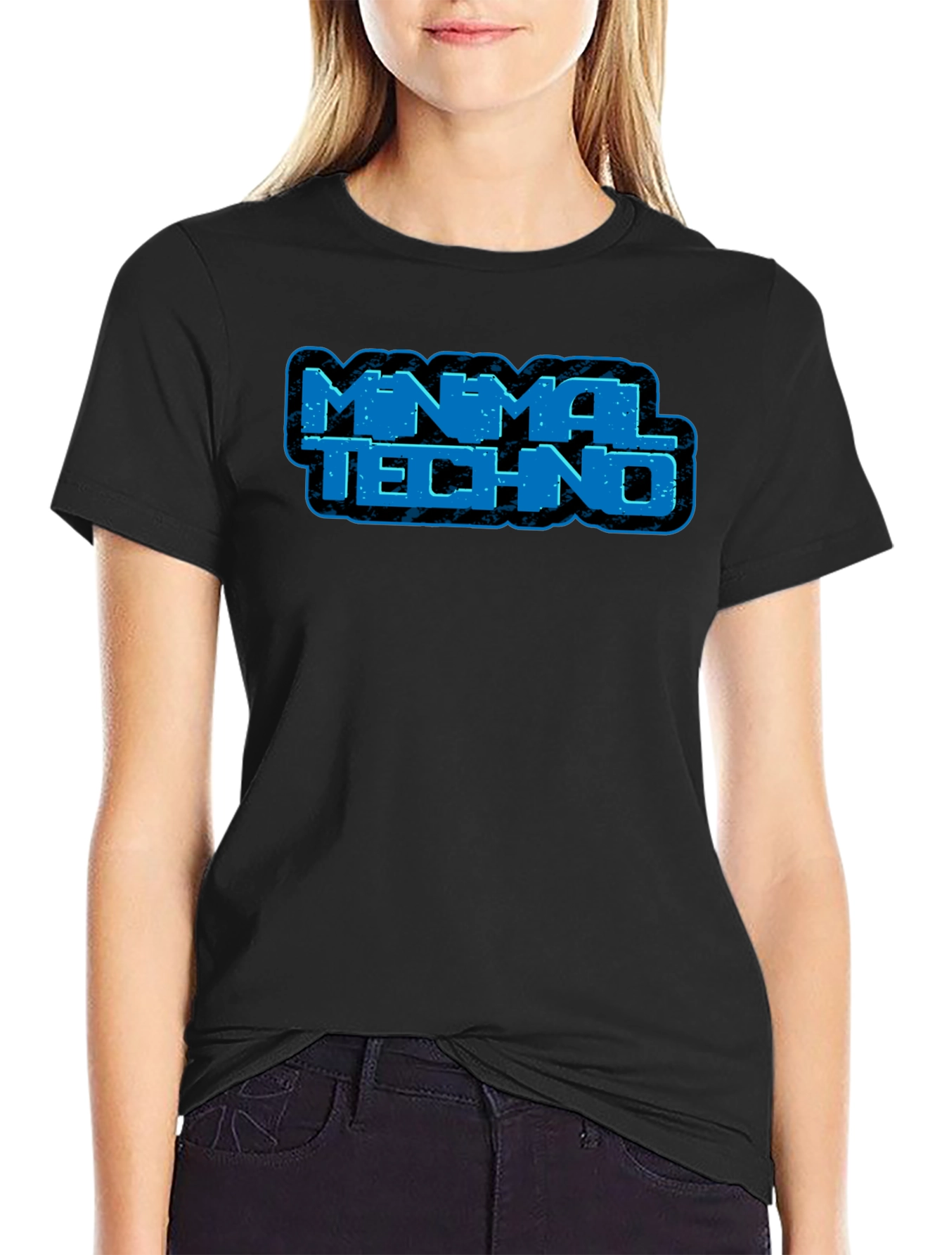Minimal Techno Graphic Tee - Black Cotton T-Shirt