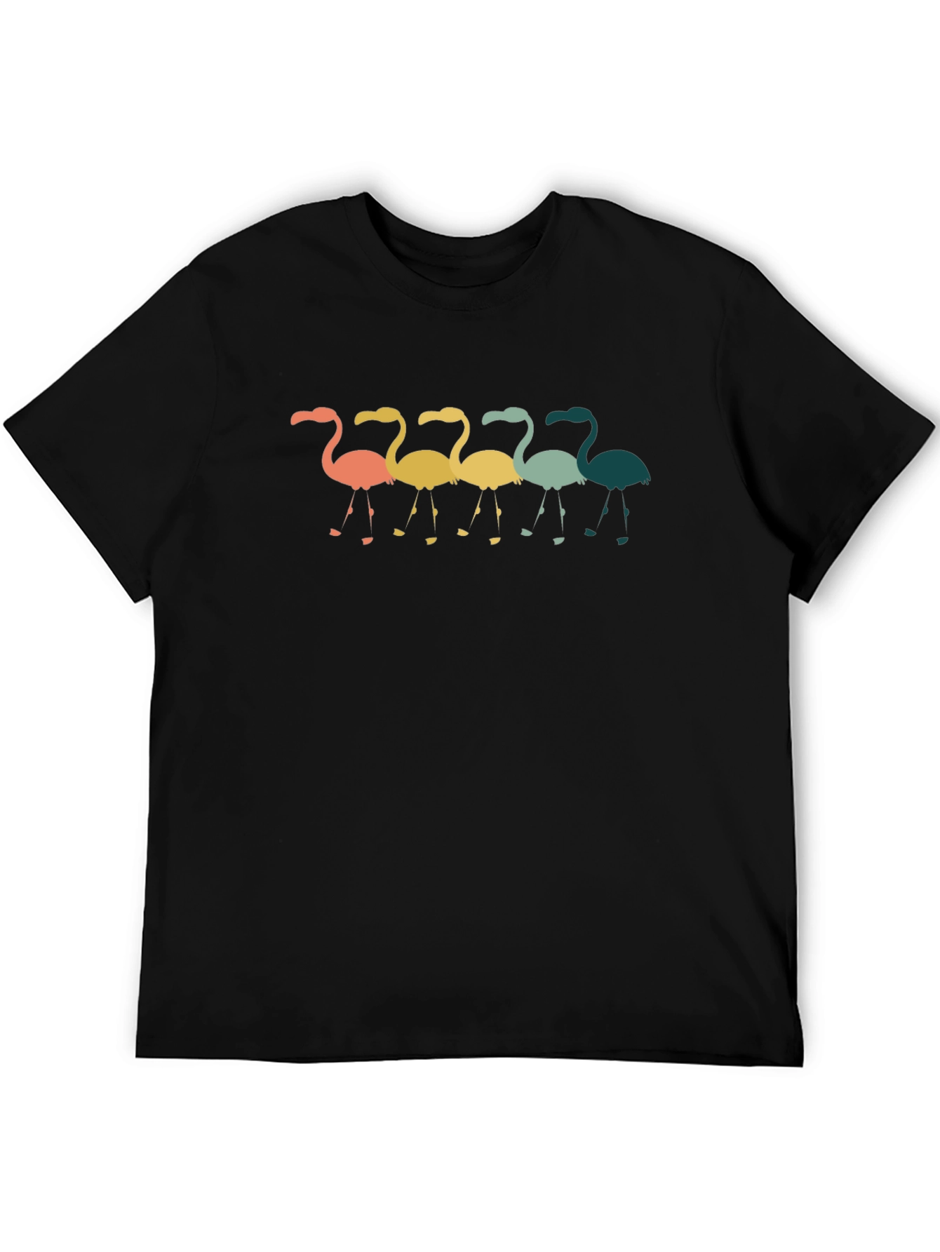 Retro Flamingo Graphic Tee - Casual Crew Neck T-Shirt