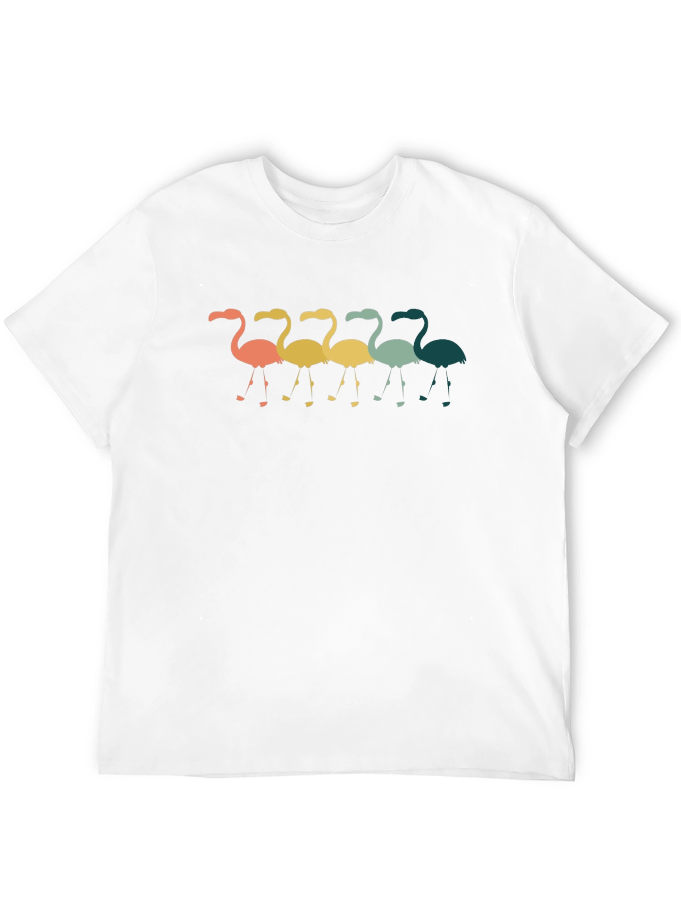 Retro Flamingo Graphic Tee - Casual Crew Neck T-Shirt