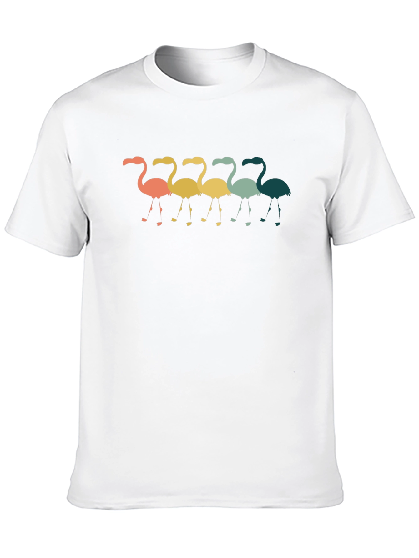 Retro Flamingo Graphic Tee - Casual Crew Neck T-Shirt