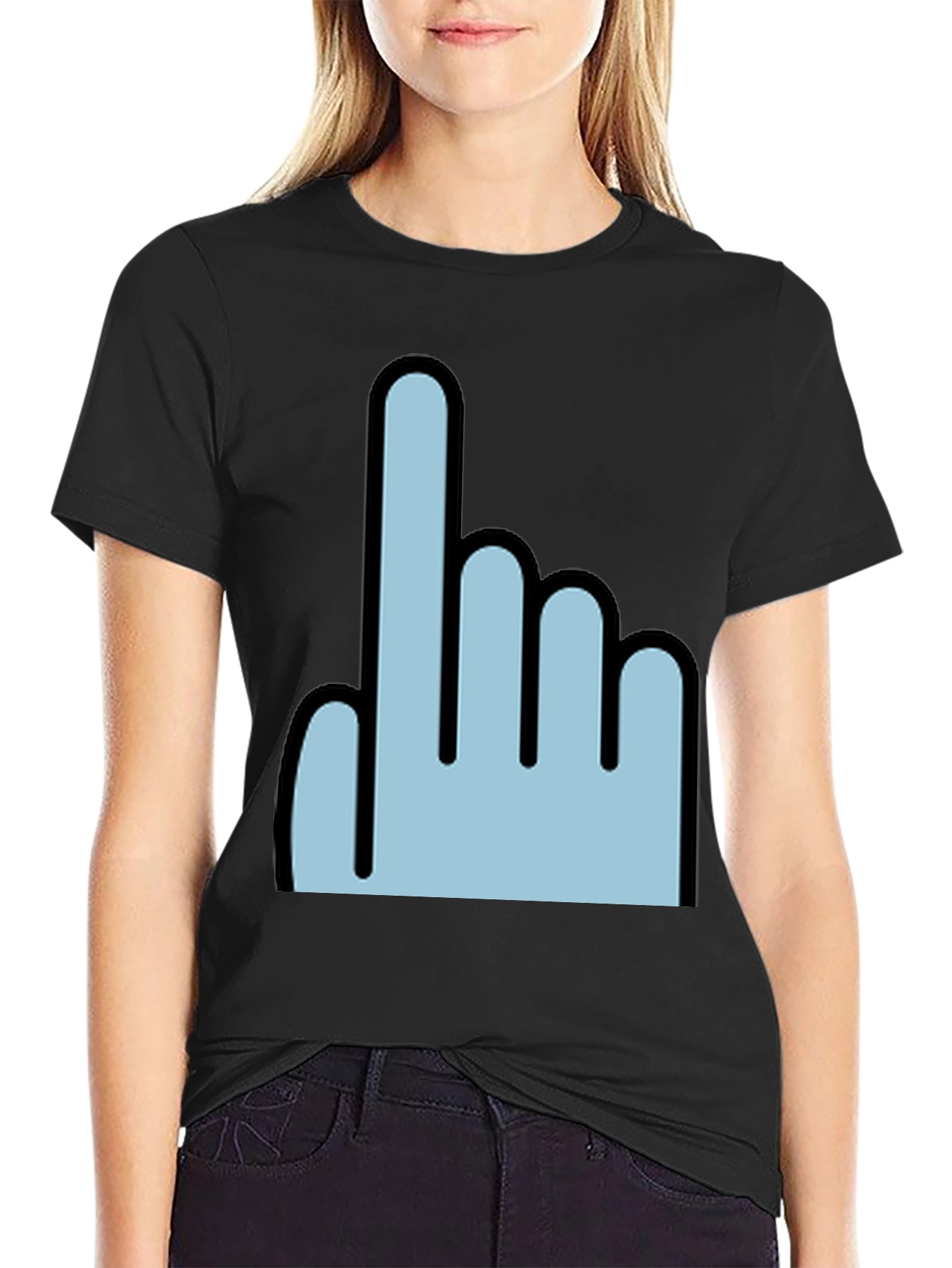 Pointing Finger Graphic Tee - Trendy Black T-Shirt