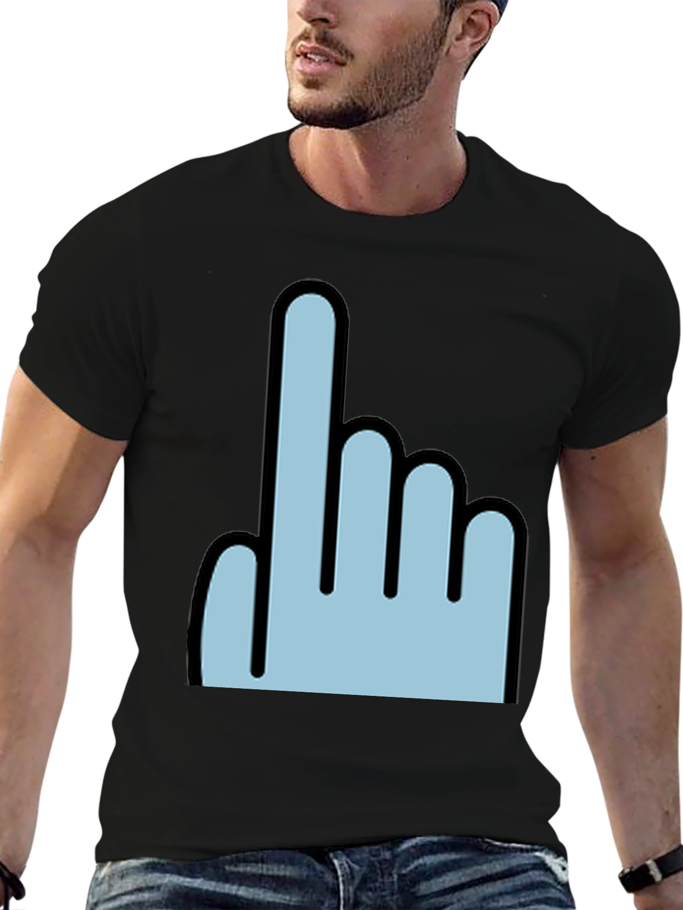 Pointing Finger Graphic Tee - Trendy Black T-Shirt