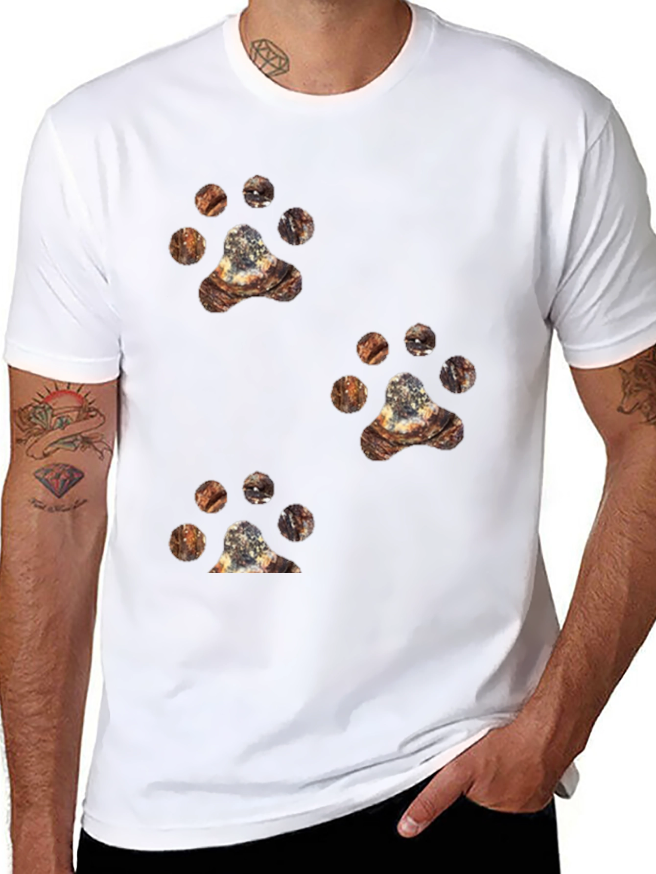 Cool Black Tee with Unique Animal Paw Prints