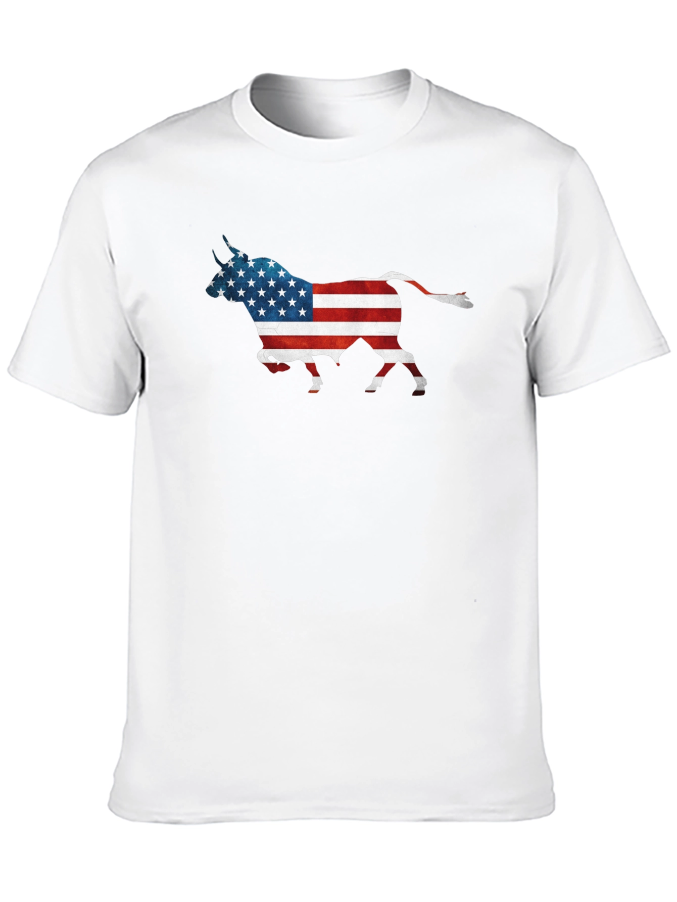 American Flag Bull Graphic T-Shirt - Patriotic Style