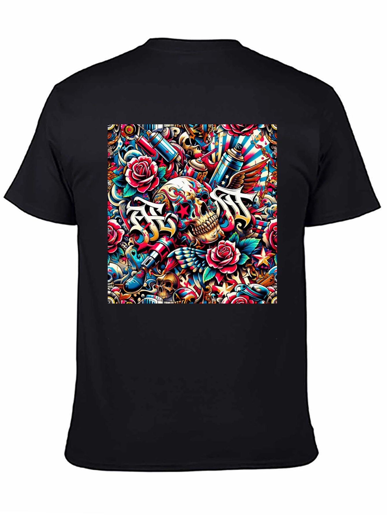 Skull & Roses Tattoo Art Graphic Tee