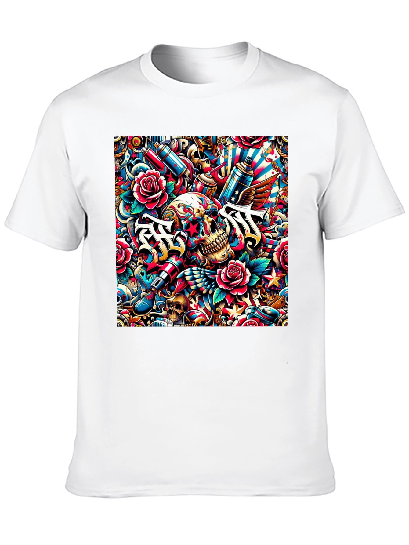 Skull & Roses Tattoo Art Graphic Tee
