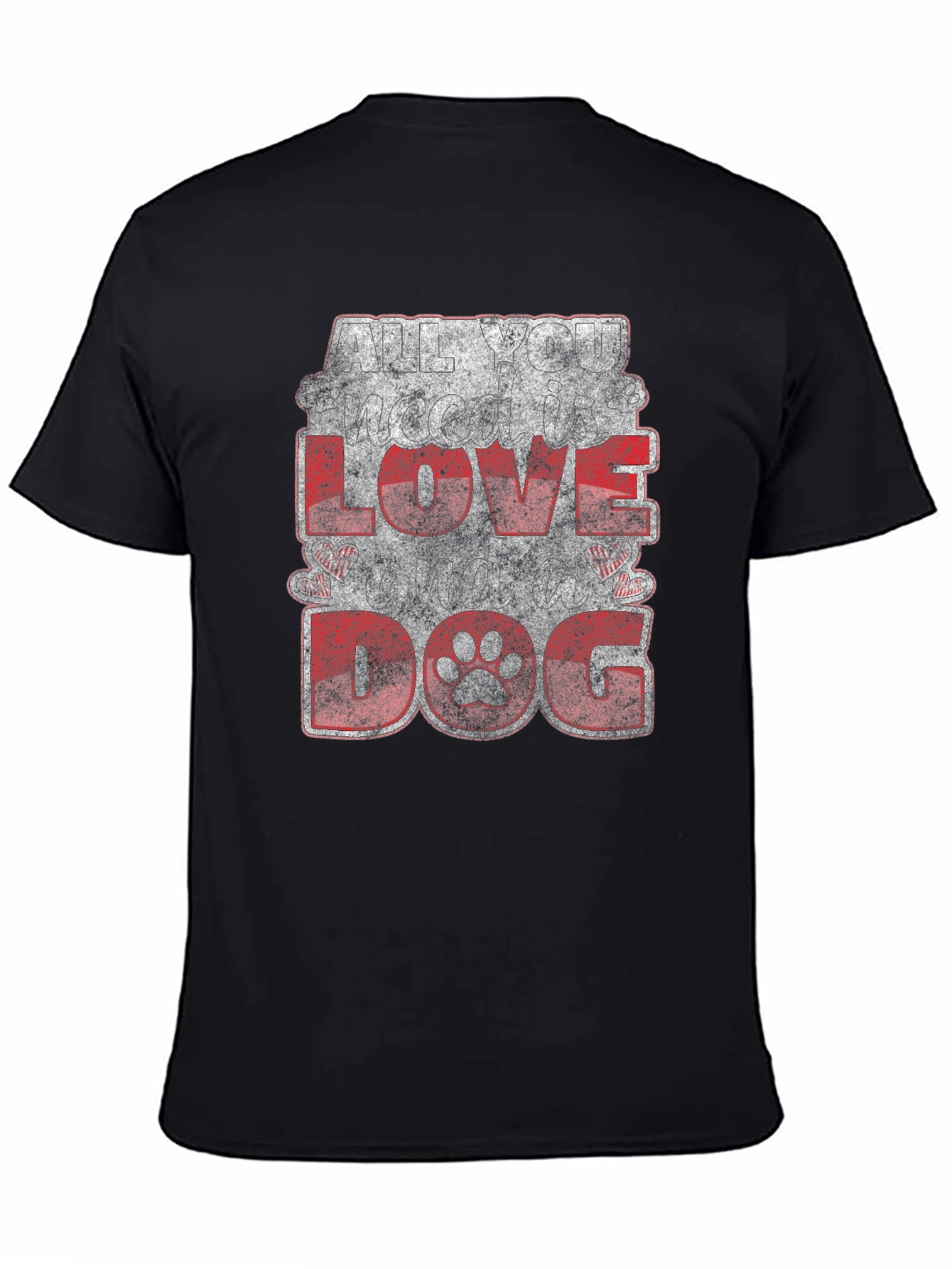 I Love Dog Graphic Print T-Shirt - Black