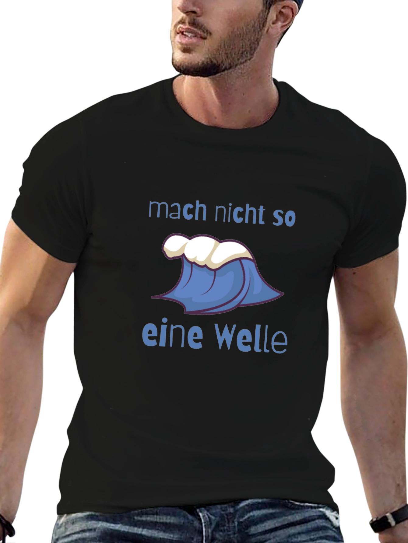 Black T-Shirt with Wave Design