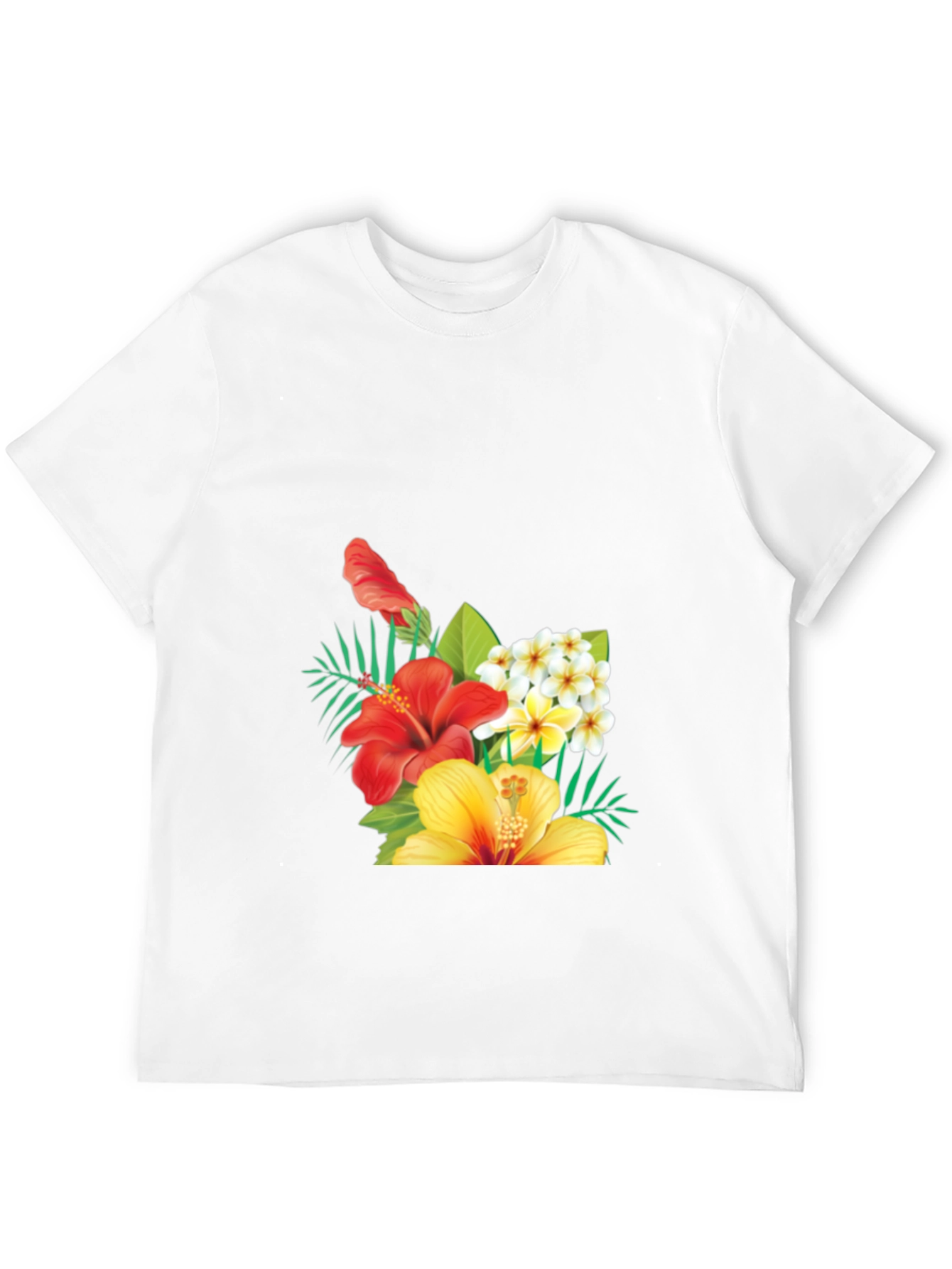 Tropical Floral Mens Black T-Shirt