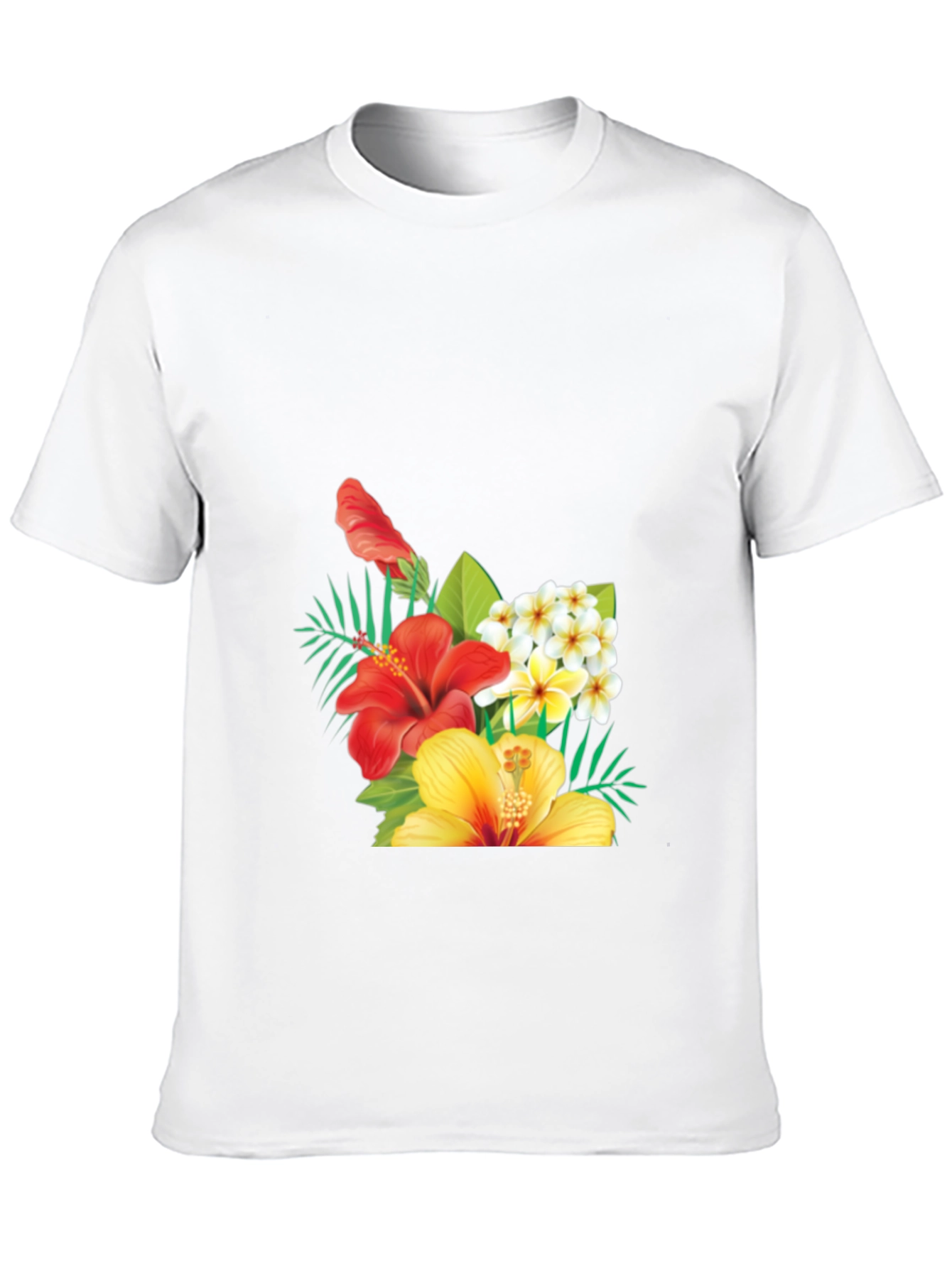 Tropical Floral Mens Black T-Shirt