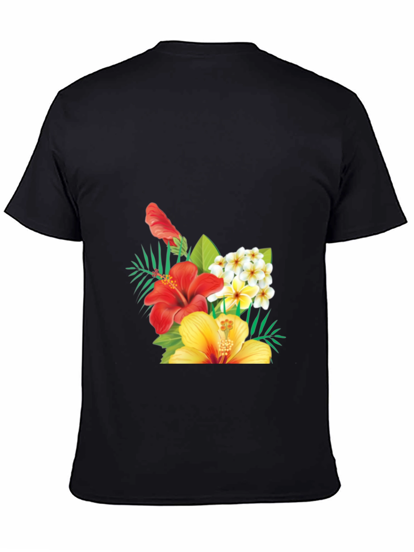 Tropical Floral Mens Black T-Shirt