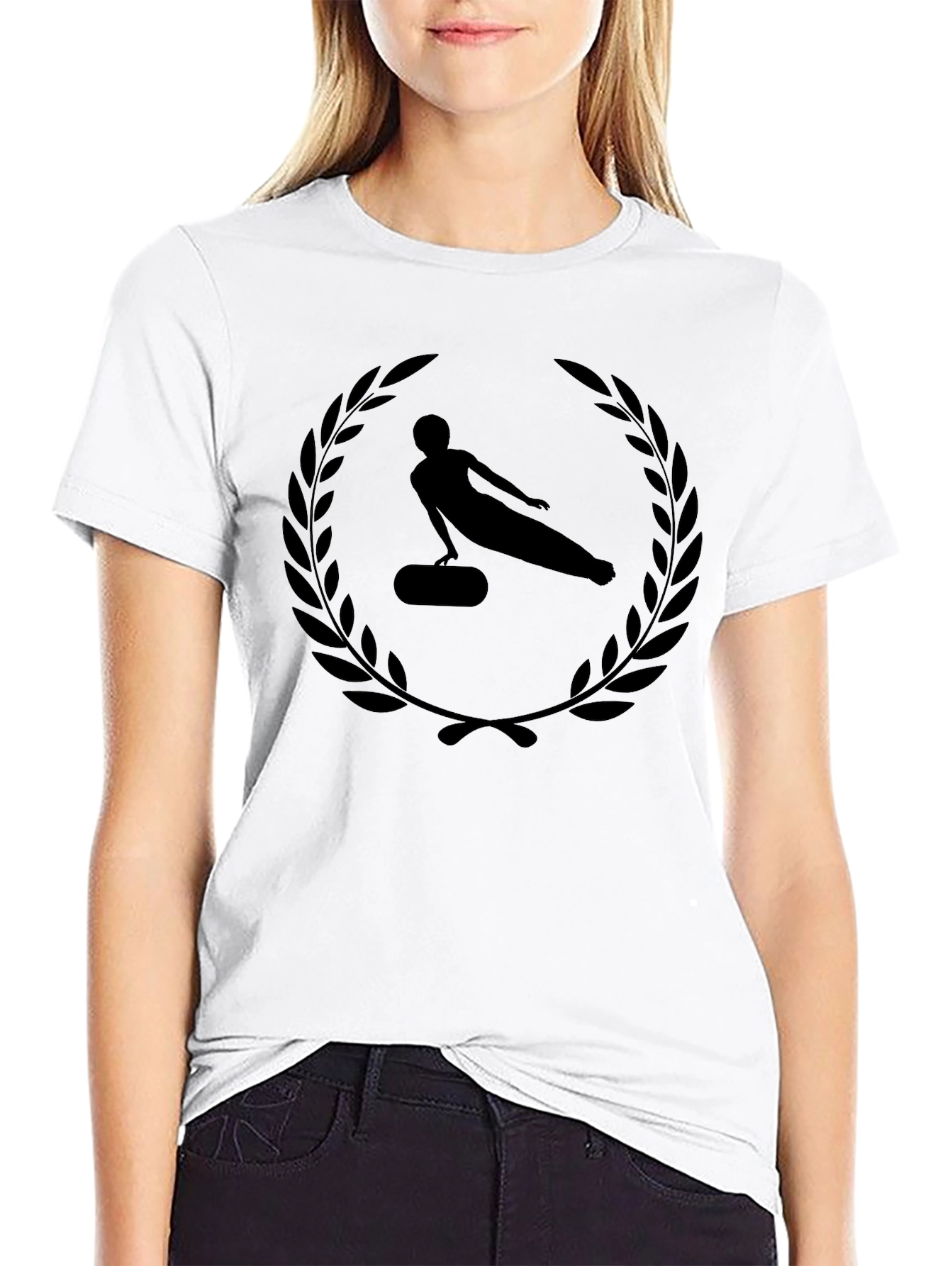 Mens Black Gymnastics Laurel Wreath Graphic Tee