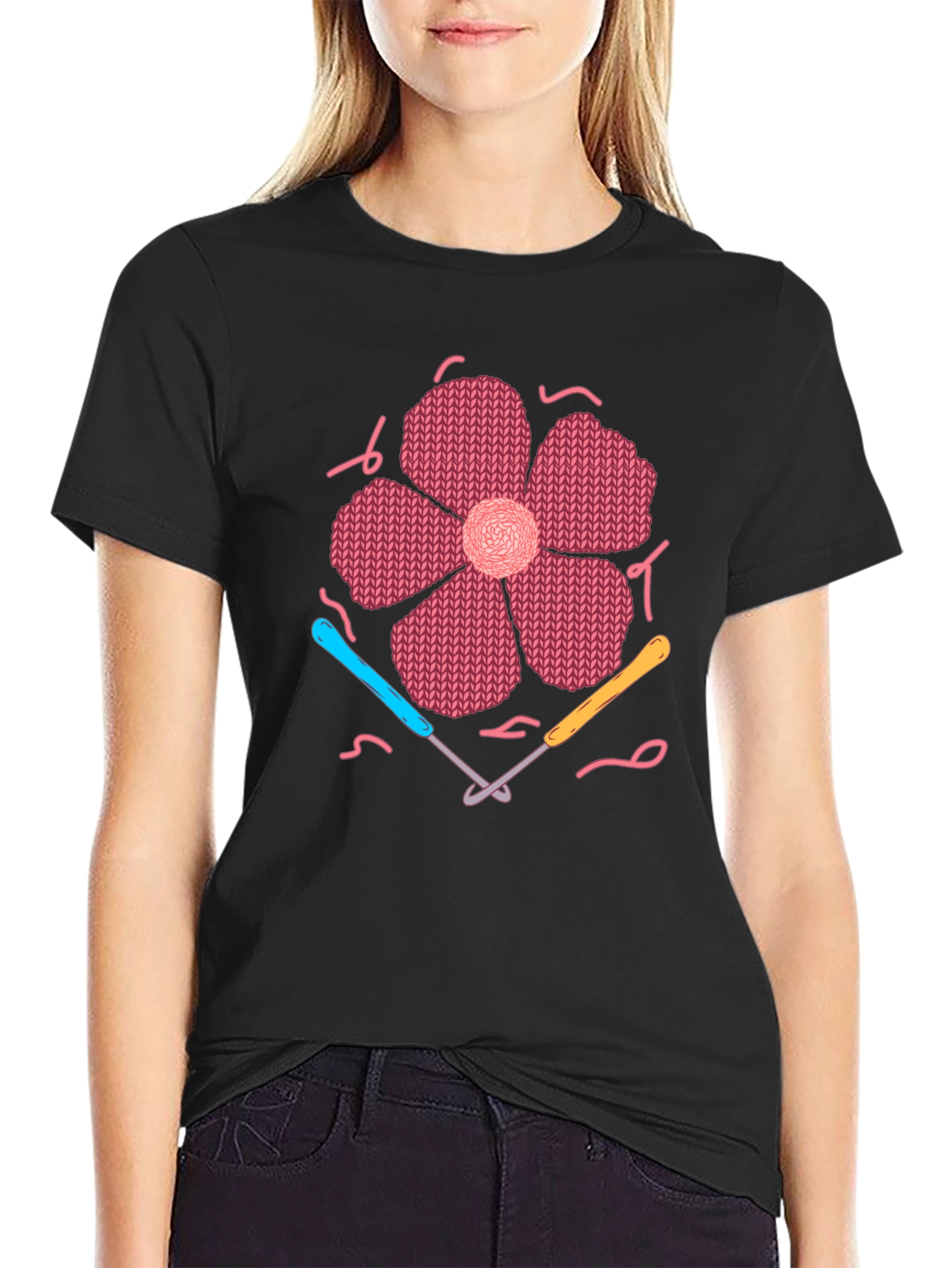 Knitted Flower T-Shirt Crochet Design