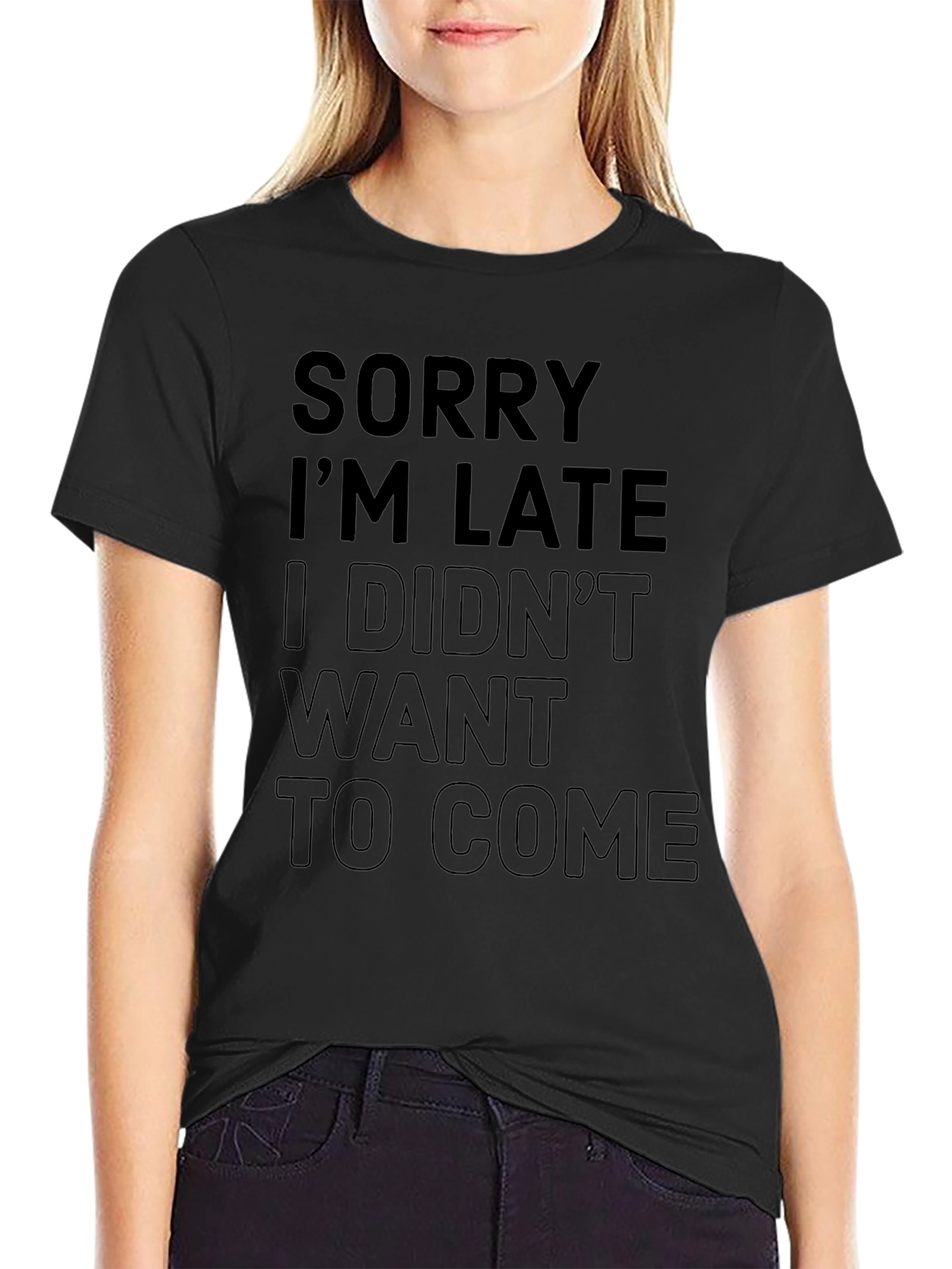 Funny Slogan Graphic Black T-Shirt