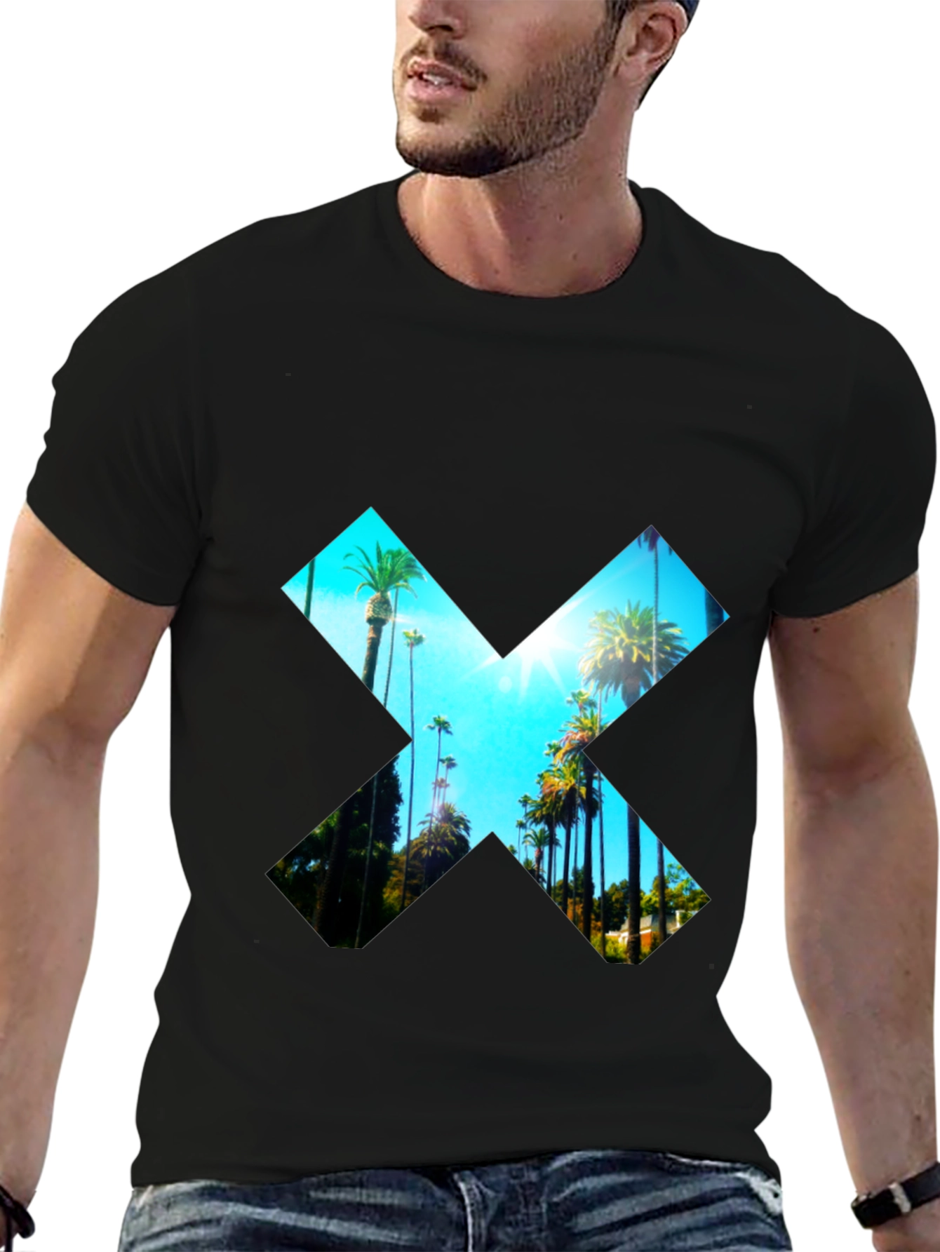 Palm Tree X Graphic Tee - Stylish Menswear