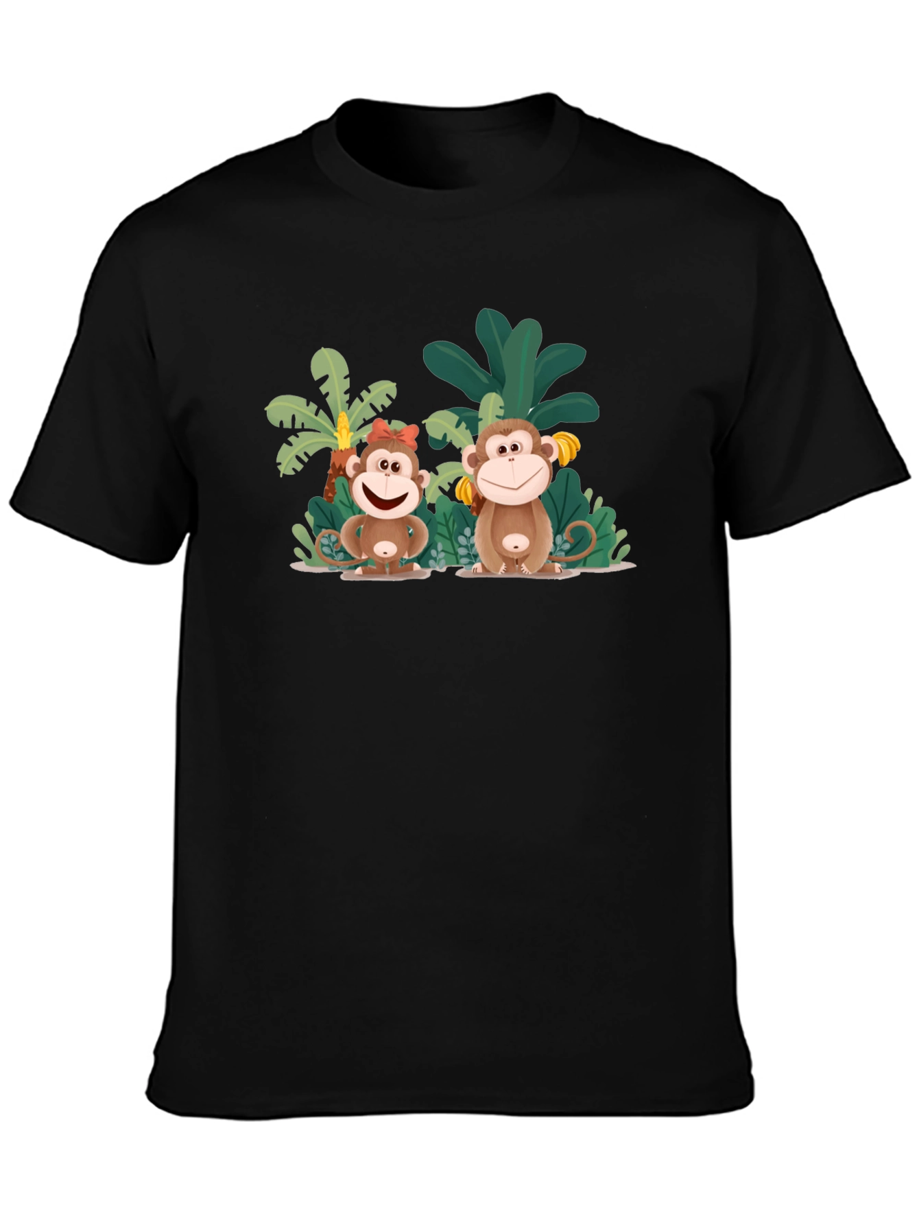 Monkey Family Black T-Shirt