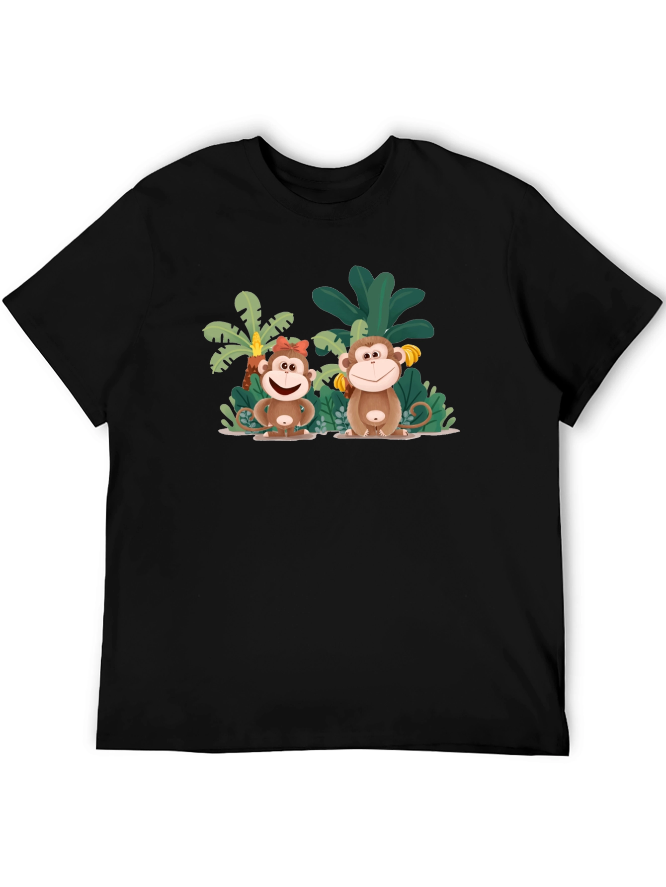 Monkey Family Black T-Shirt