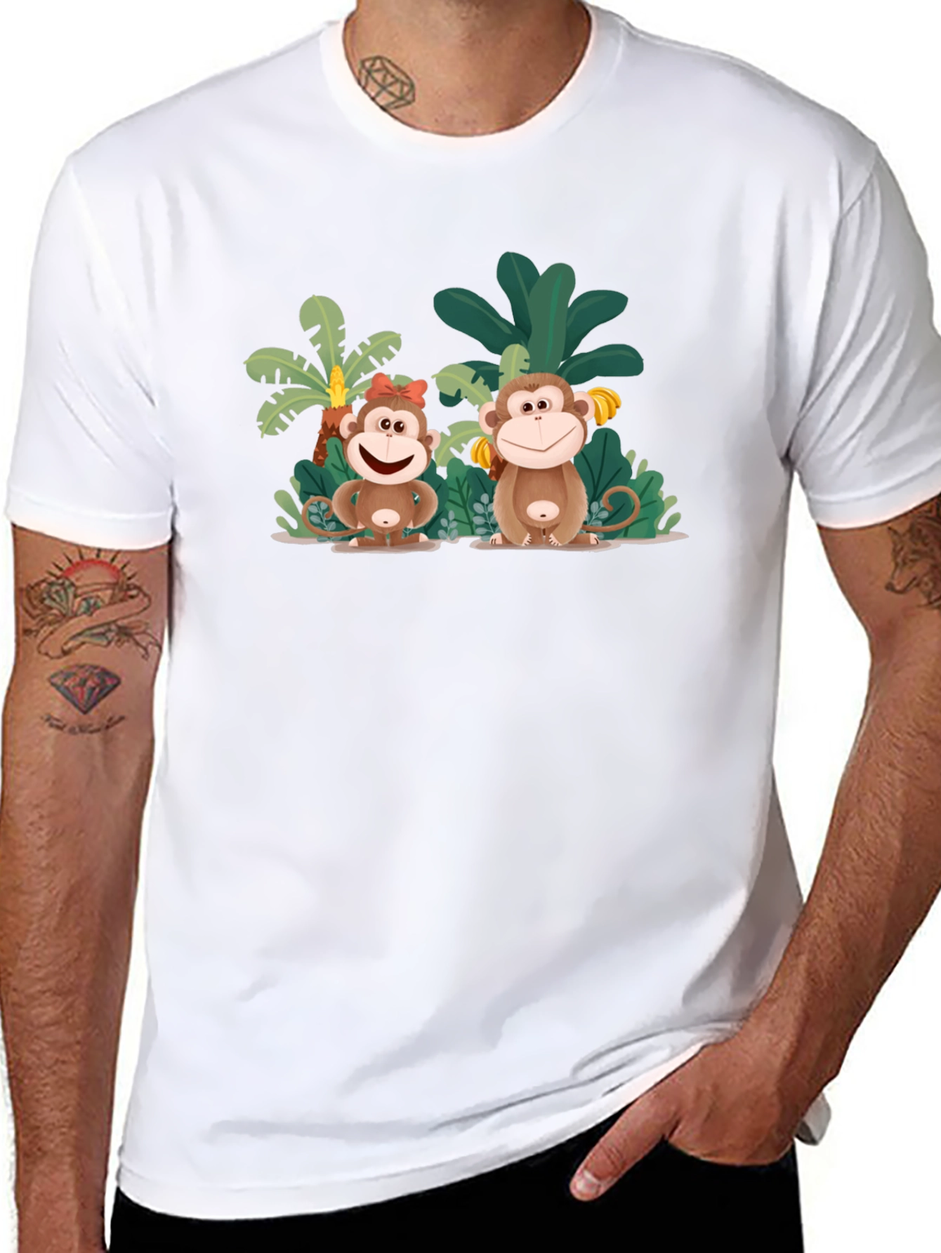 Monkey Family Black T-Shirt