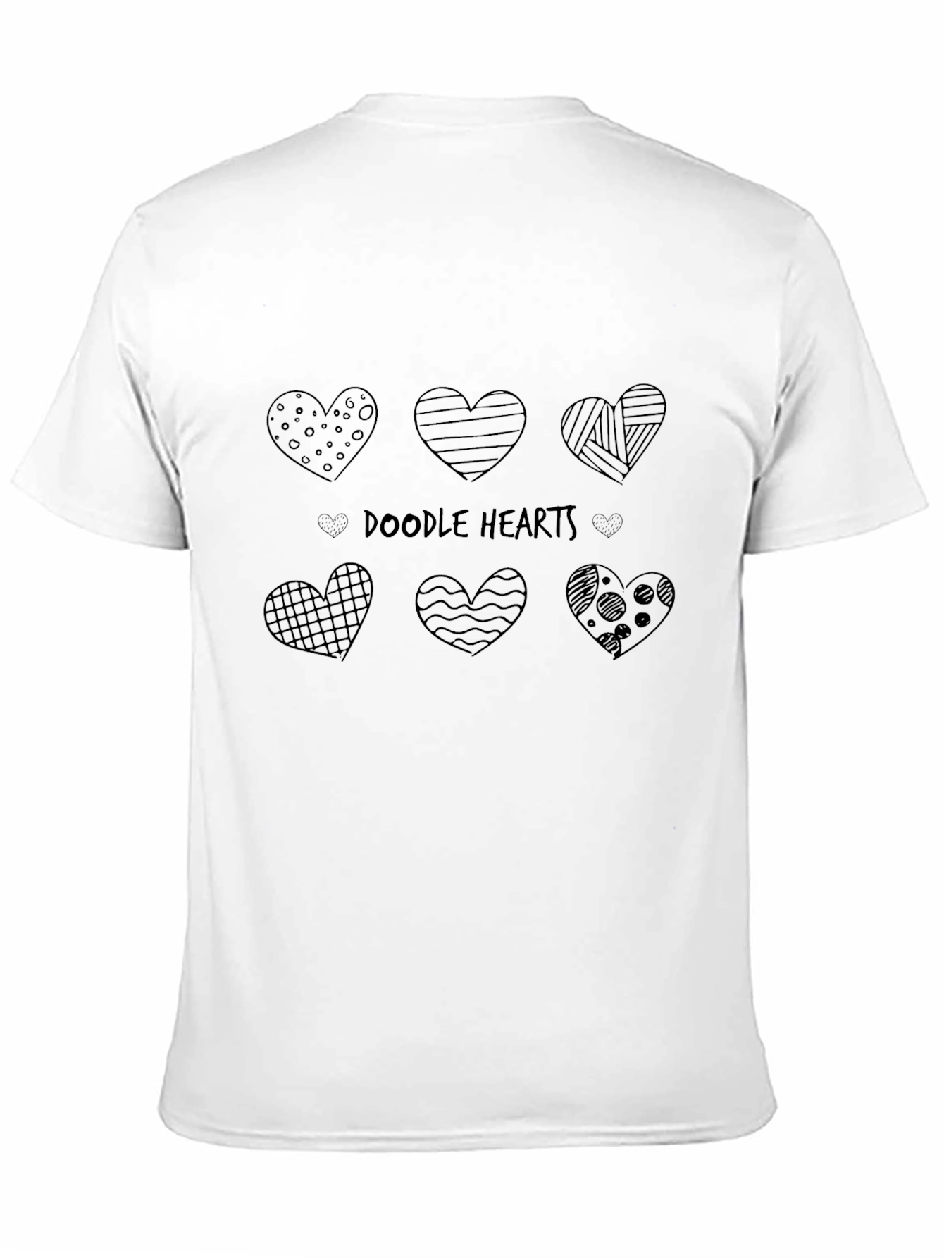 Doodle Hearts Graphic Tee - Casual Black T-Shirt