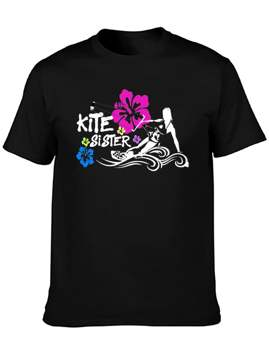 Kite Sister Tee - Kitesurfing Girl Black T-Shirt