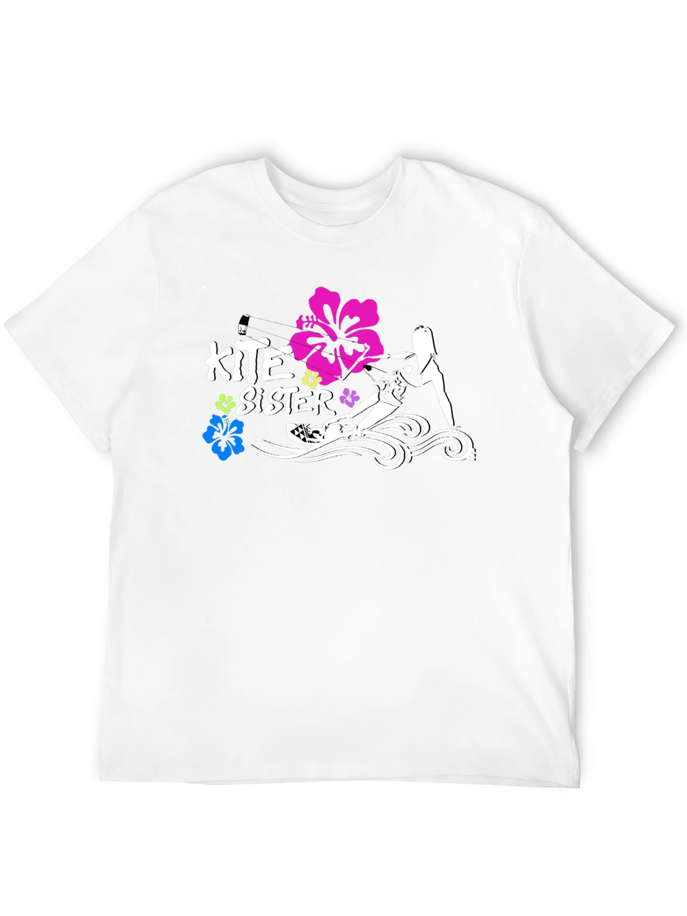 Kite Sister Tee - Kitesurfing Girl Black T-Shirt