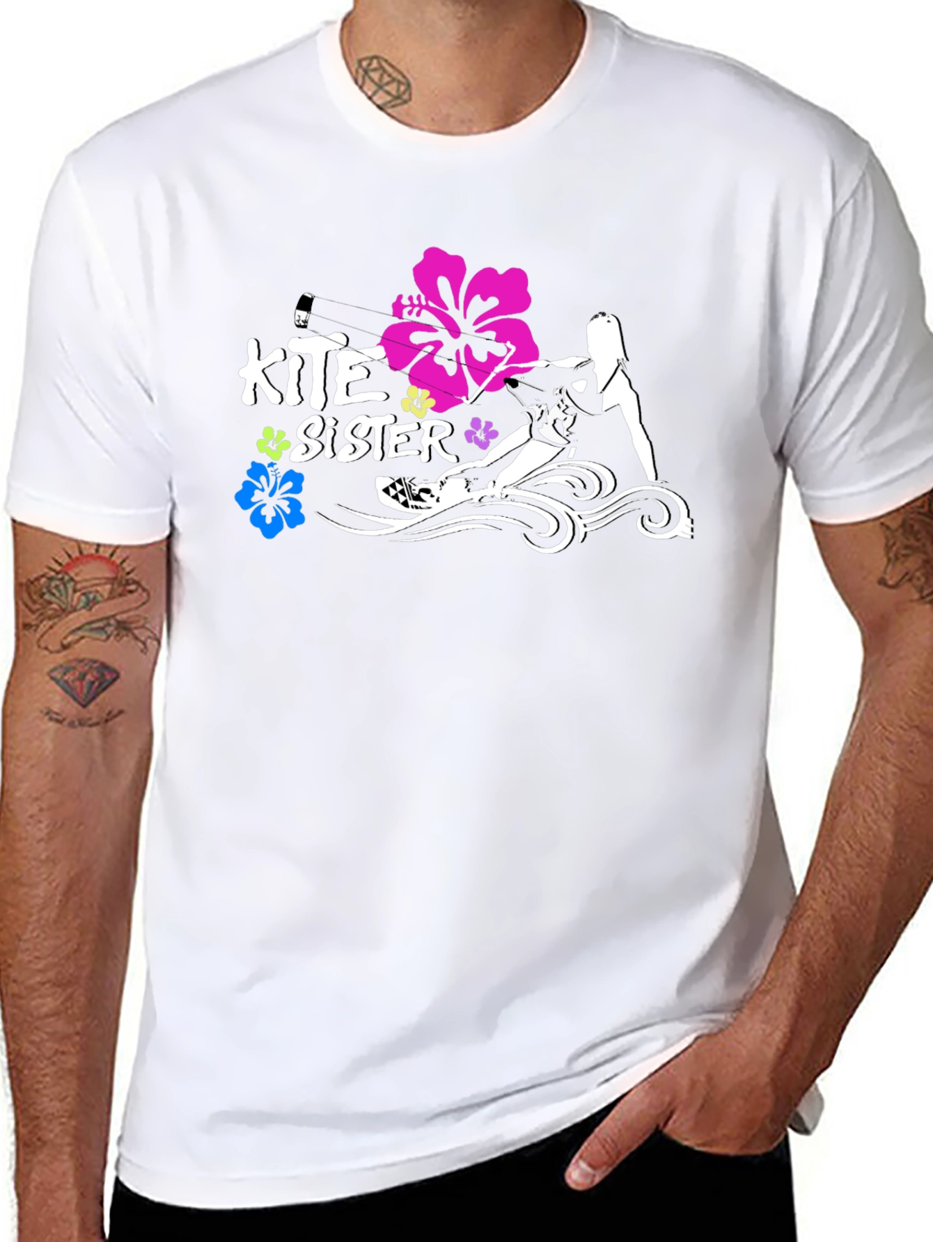 Kite Sister Tee - Kitesurfing Girl Black T-Shirt