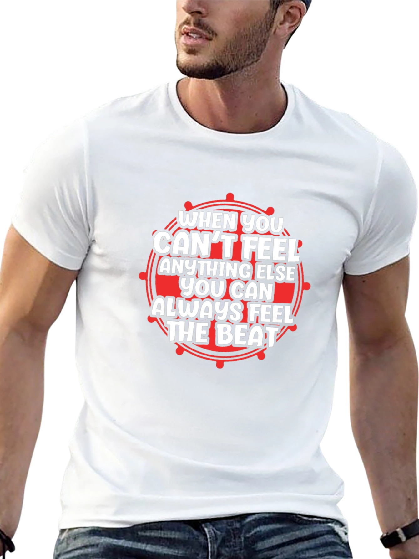 Feel the Beat Black T-Shirt - Music Lover Tee