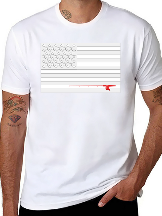 Fishing American Flag Graphic T-Shirt