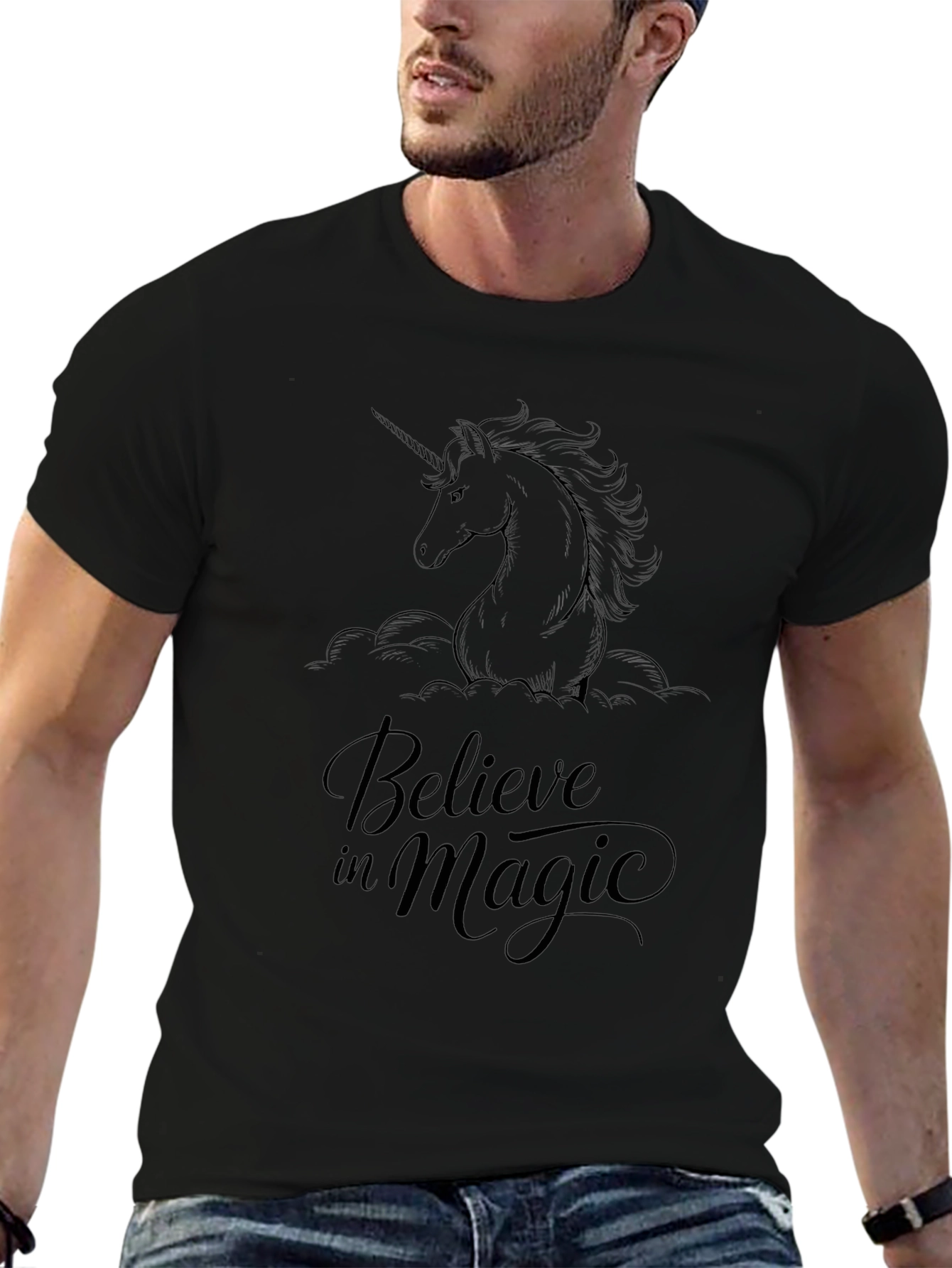 Believe in Magic Unicorn Black T-Shirt