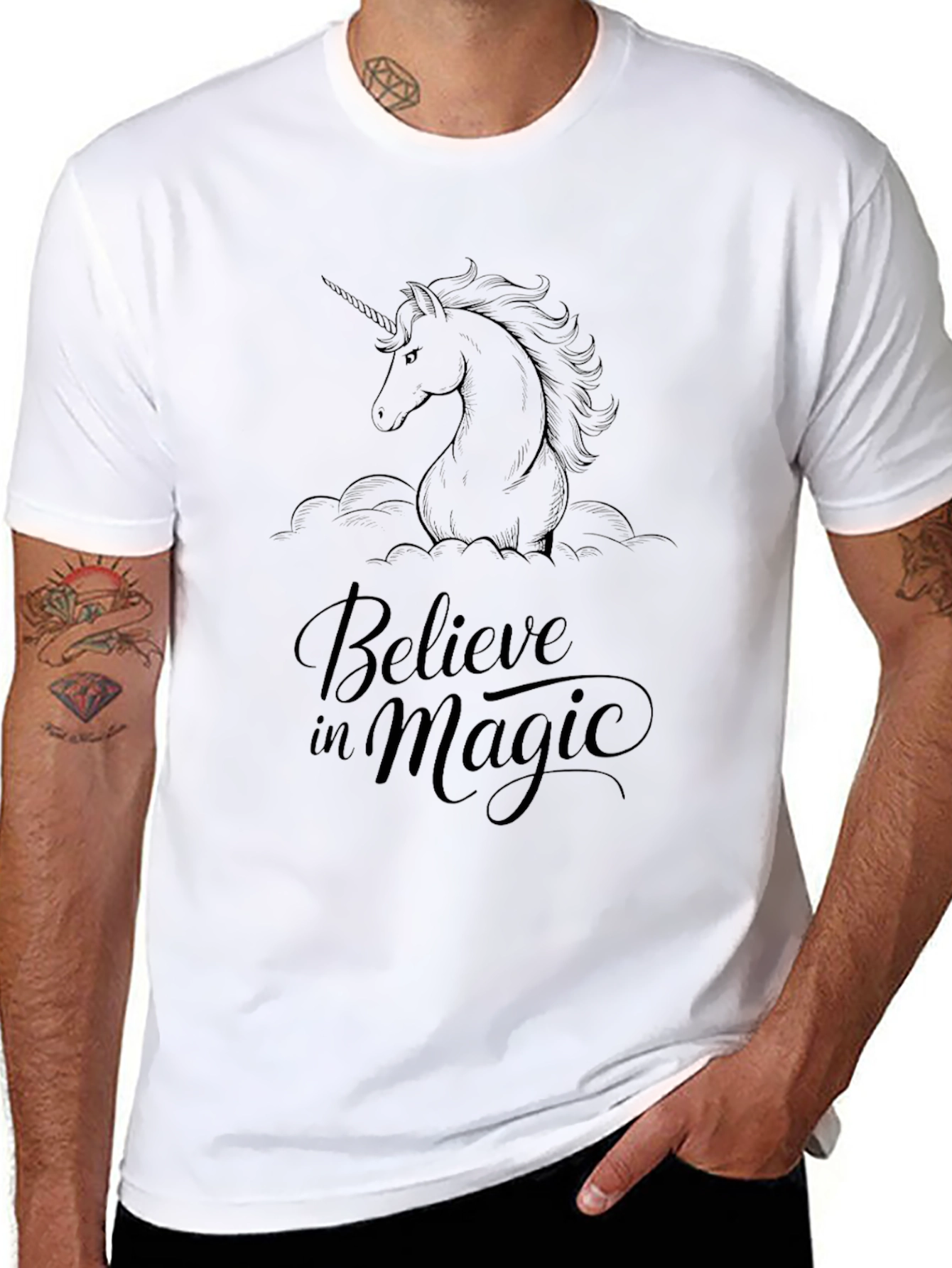 Believe in Magic Unicorn Black T-Shirt