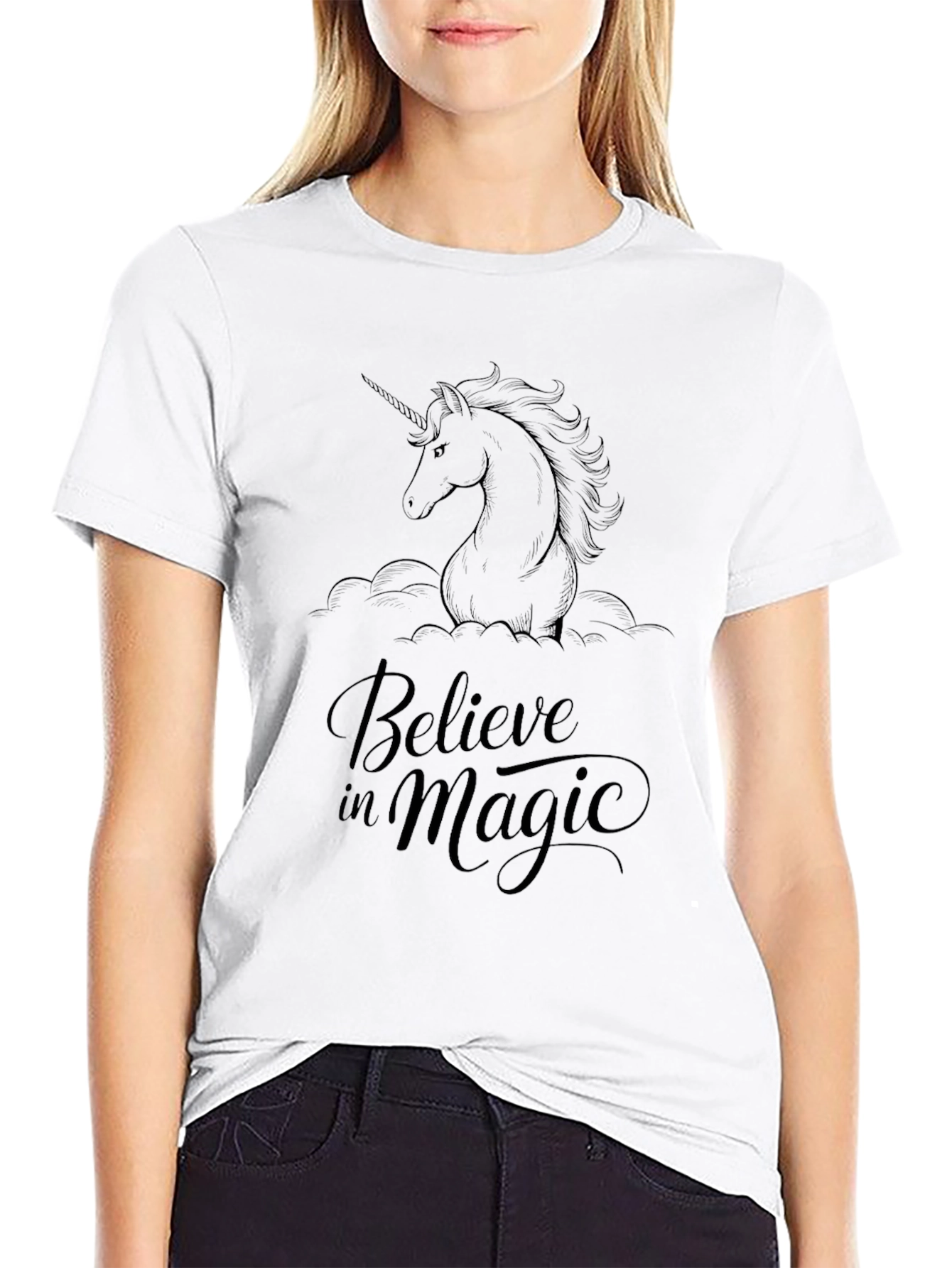 Believe in Magic Unicorn Black T-Shirt
