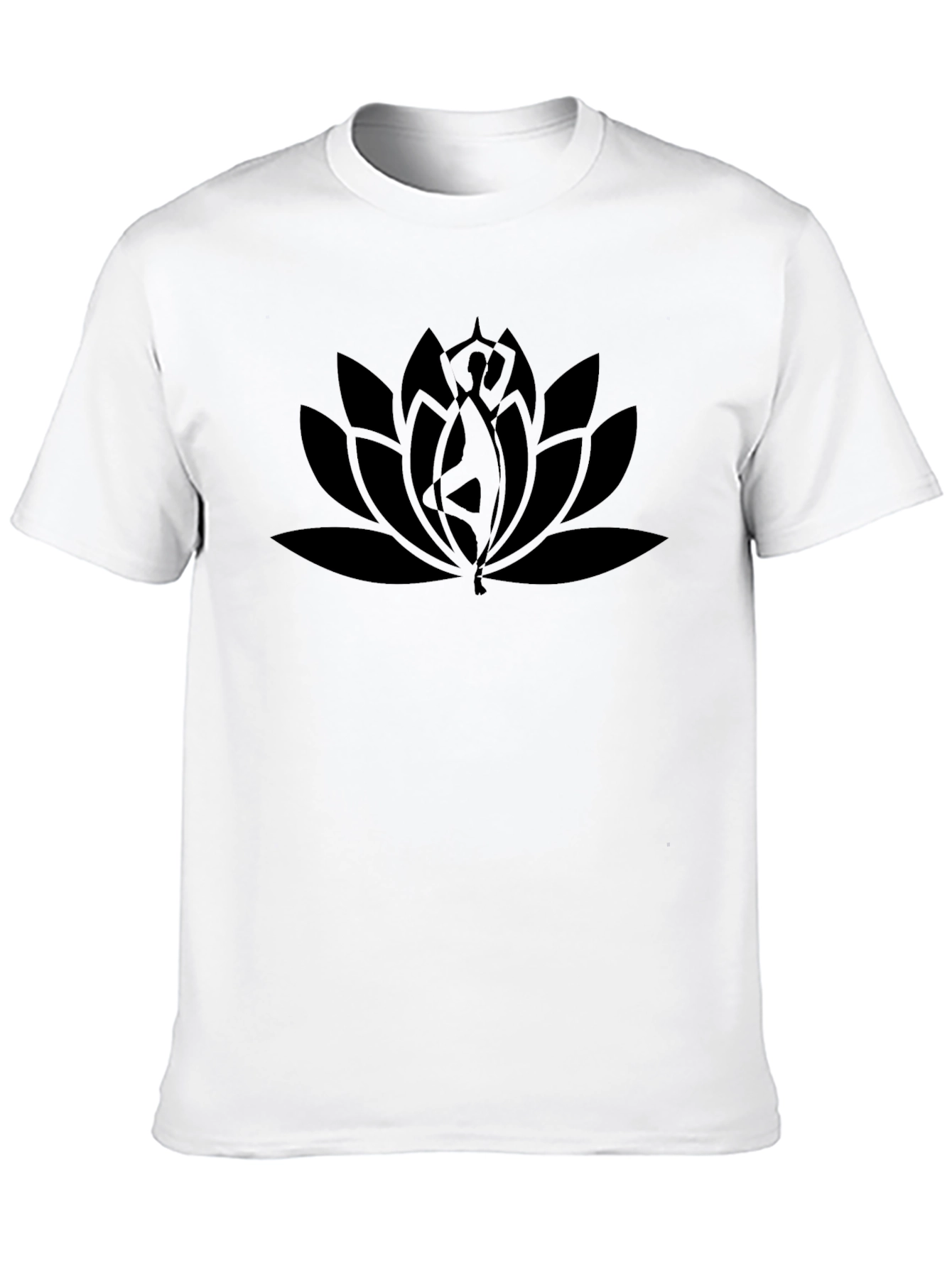 Lotus Yoga Pose Black T-Shirt