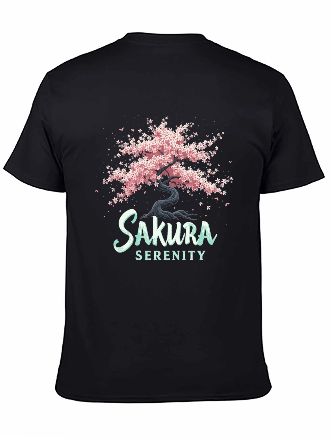 Sakura Serenity Black T-Shirt - Cherry Blossom Tree Design