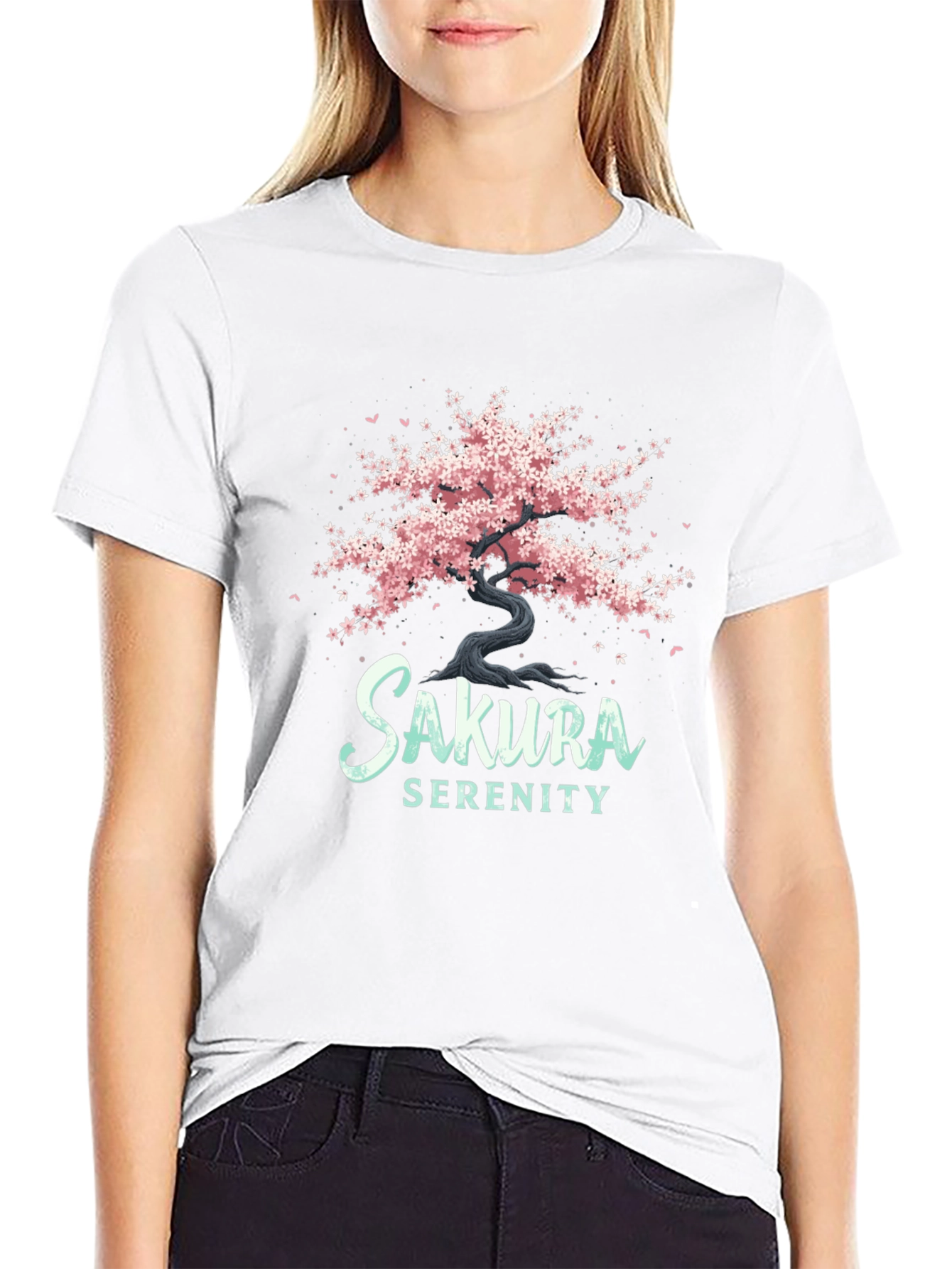 Sakura Serenity Black T-Shirt - Cherry Blossom Tree Design