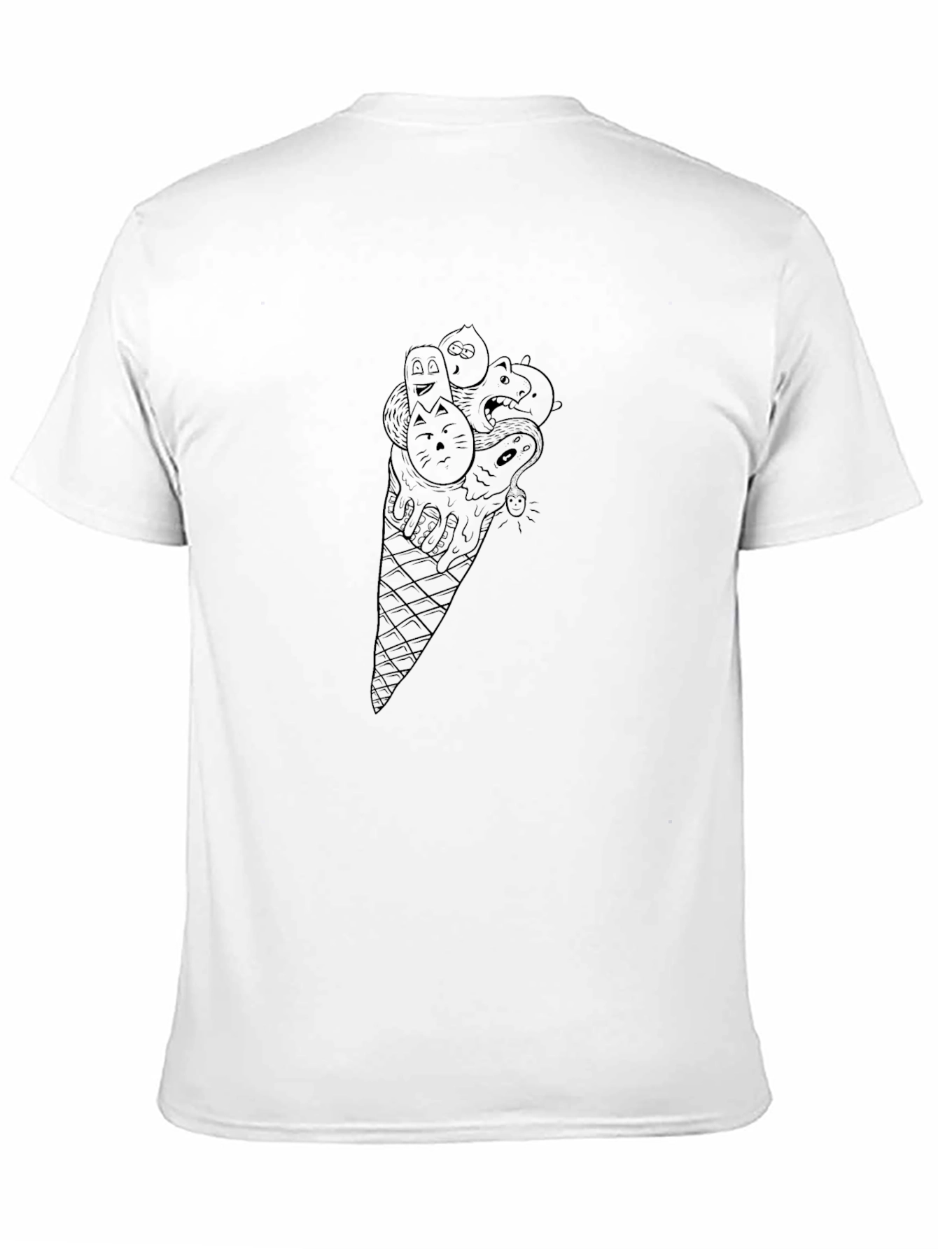 Mens Black Graphic Tee - Ice Cream Cone Design