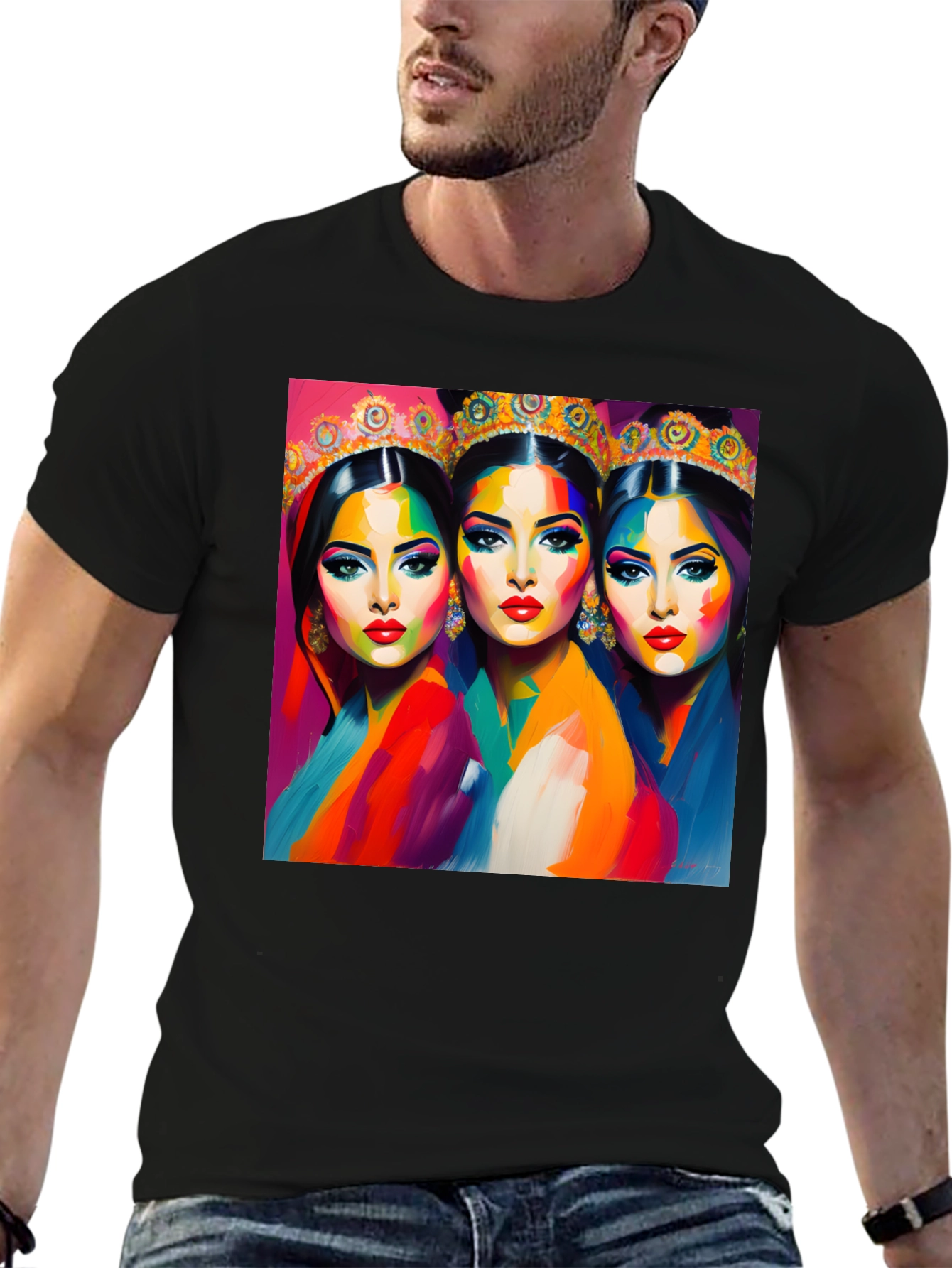 Vibrant Queens Graphic Black T-Shirt