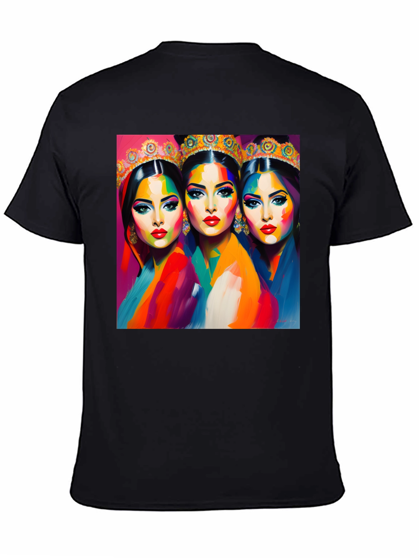 Vibrant Queens Graphic Black T-Shirt