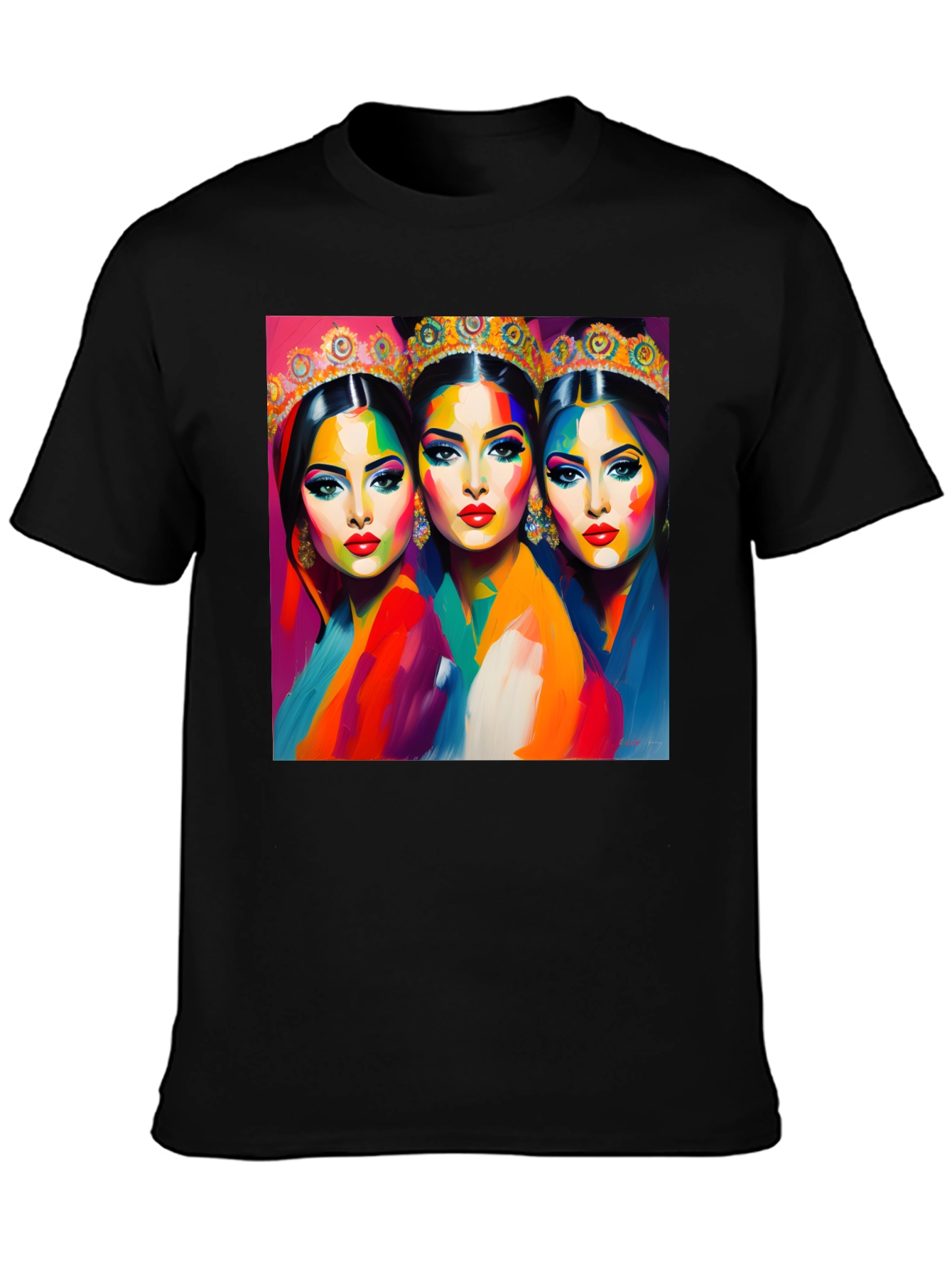 Vibrant Queens Graphic Black T-Shirt